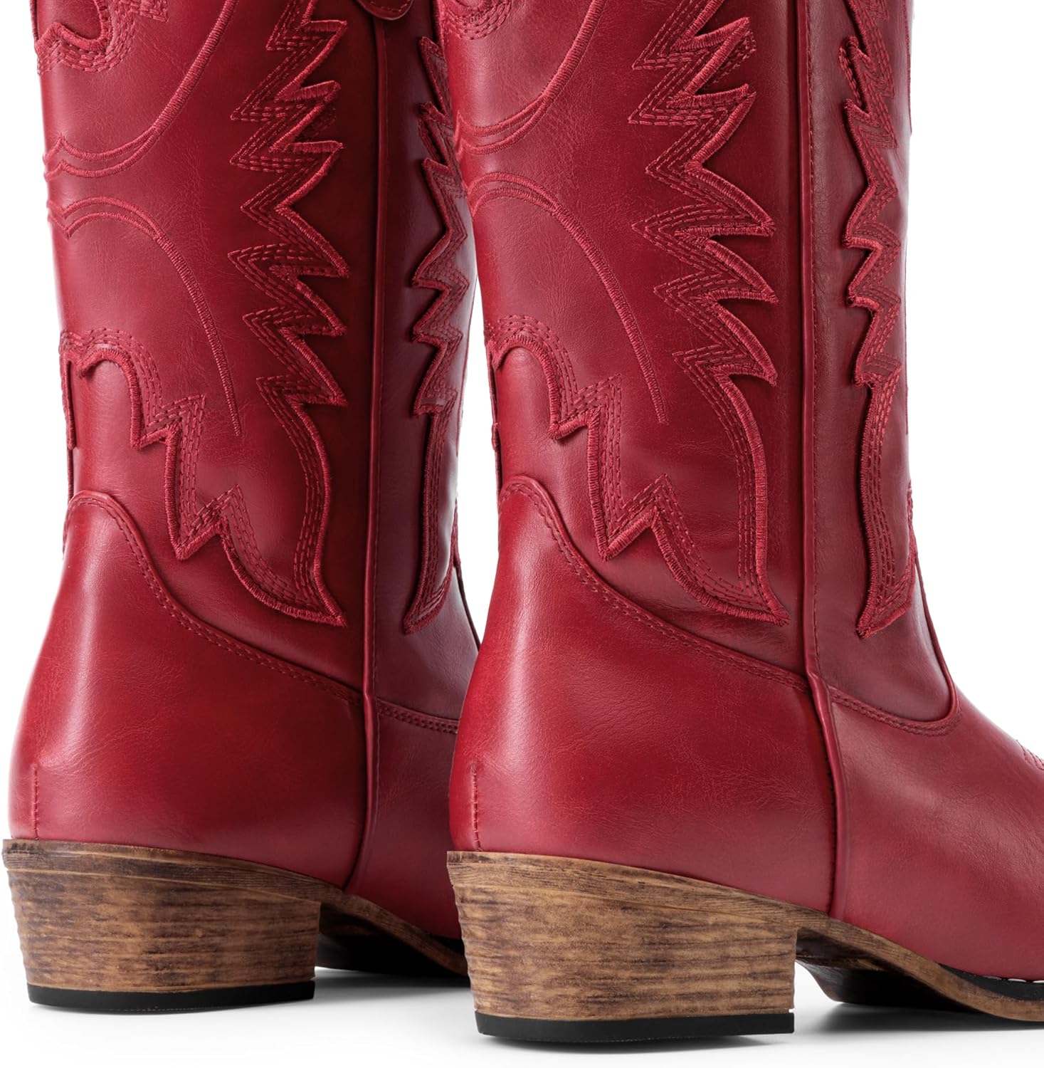 DREAM PAIRS Cowboy Boots for Women Cowgirl Western Mid Calf Boots Snip Toe Embroidered Stitched Low Chunky Heel Pull On Fashion Boots - Image 5