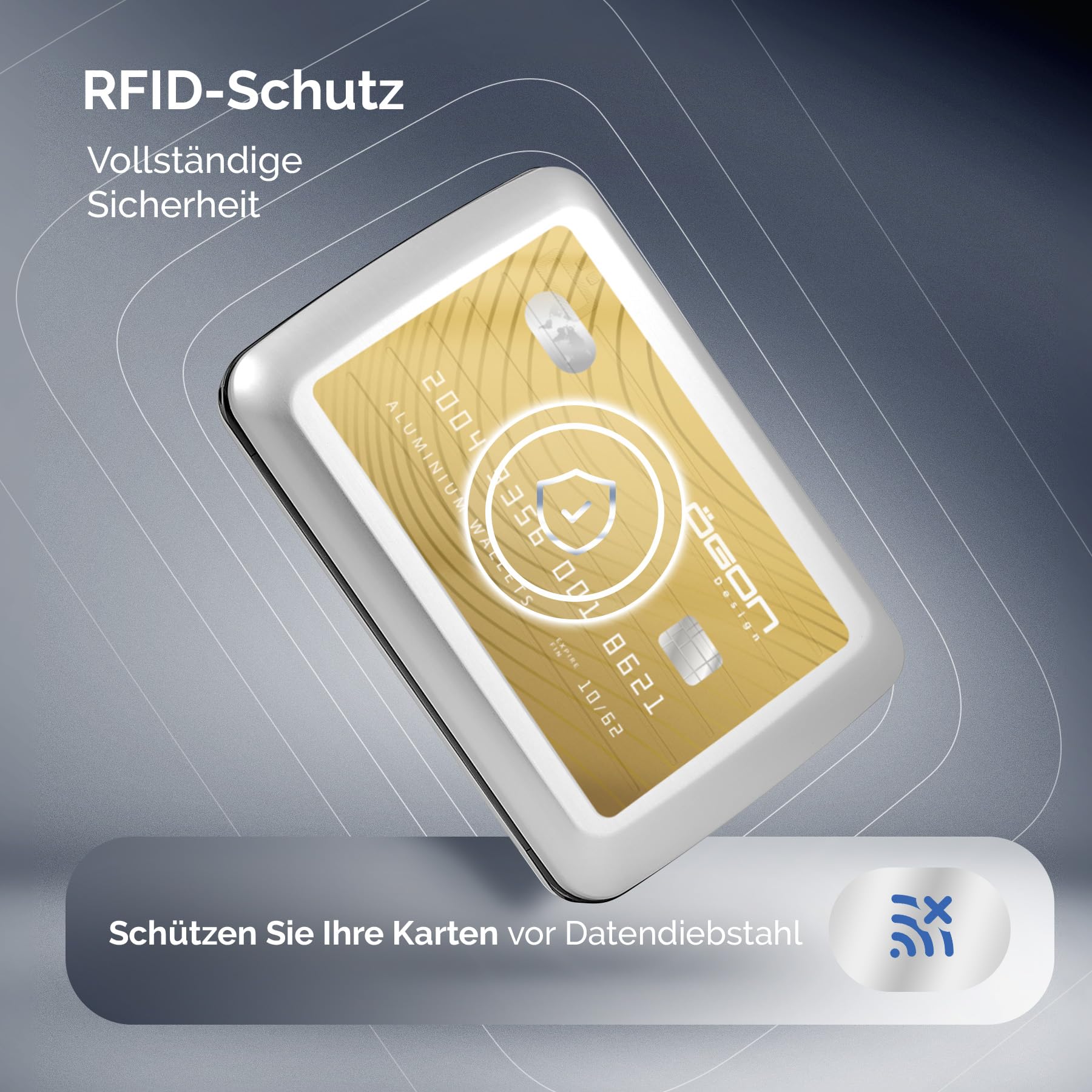 ÖGON -DESIGNS- Aluminium kartenetui mit metallverschluss, RFID Schutz vor betrug und entmagnetisierung, kompakte geldbörse, Modell Smart Case Oslo