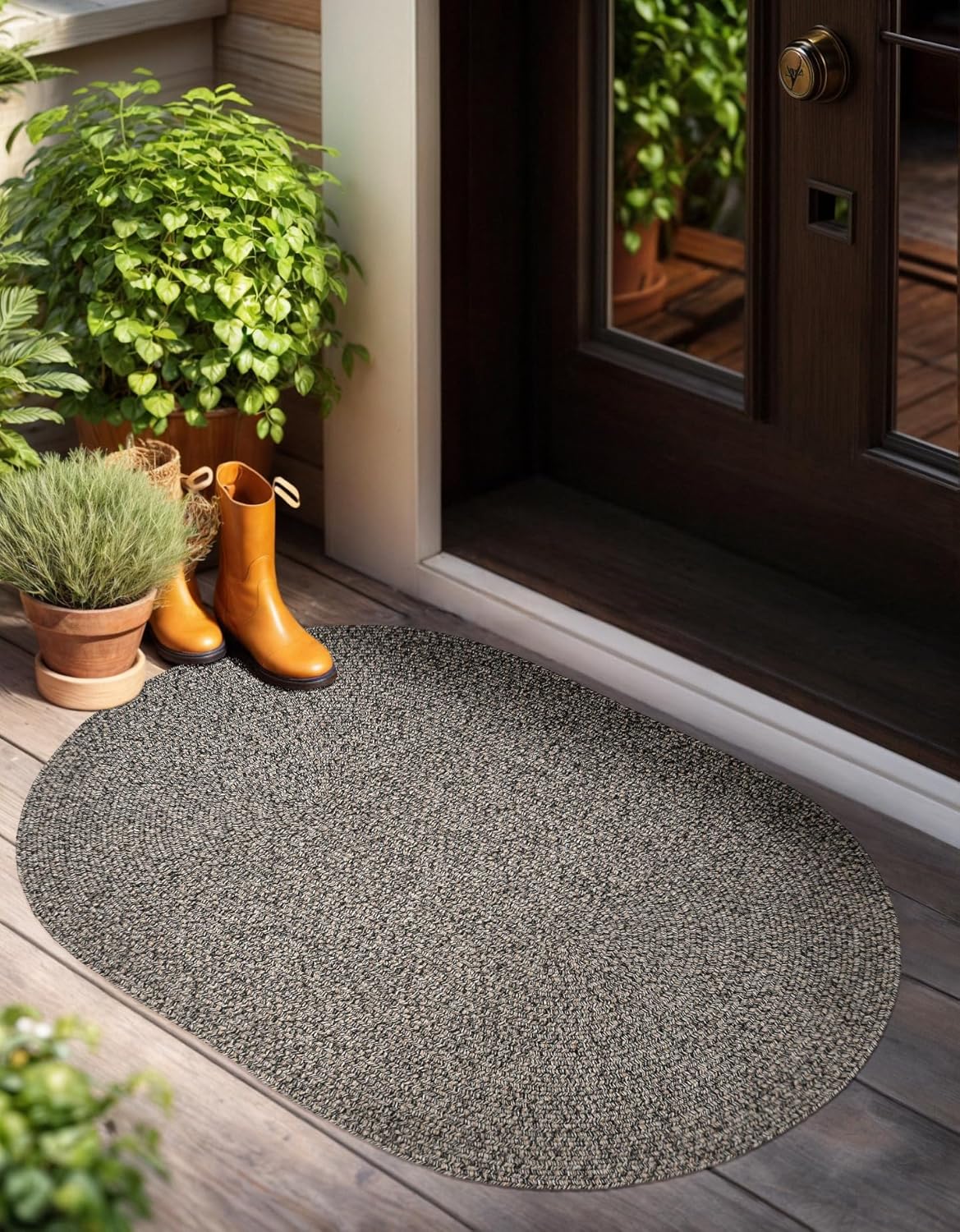 Seasons SE85 Fall Charcoal 2' x 3' Oval - Braided Area Rug, Home Decor, Floor Mat or Bedroom Rug - Easy Care, Ideal for High Traffic Areas in Hallway and Living Room - Made in USA