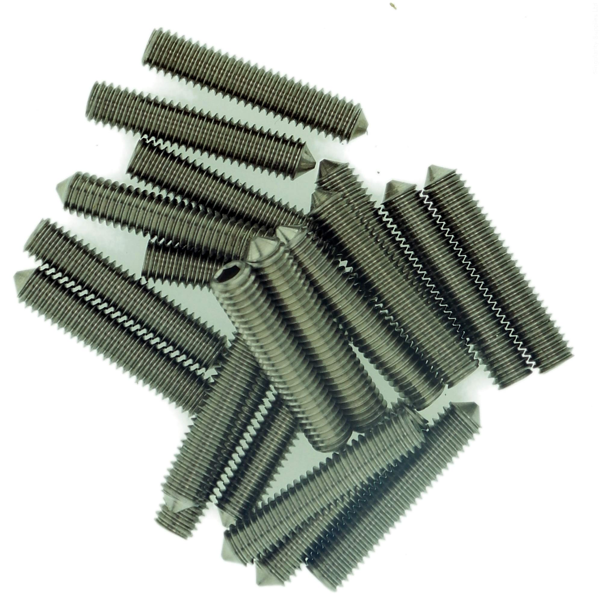 M2.5 (2.5mm x 3mm) Hex Socket Grub Screw (Cone Point) - Stainless Steel (A2) (Pack of 20)