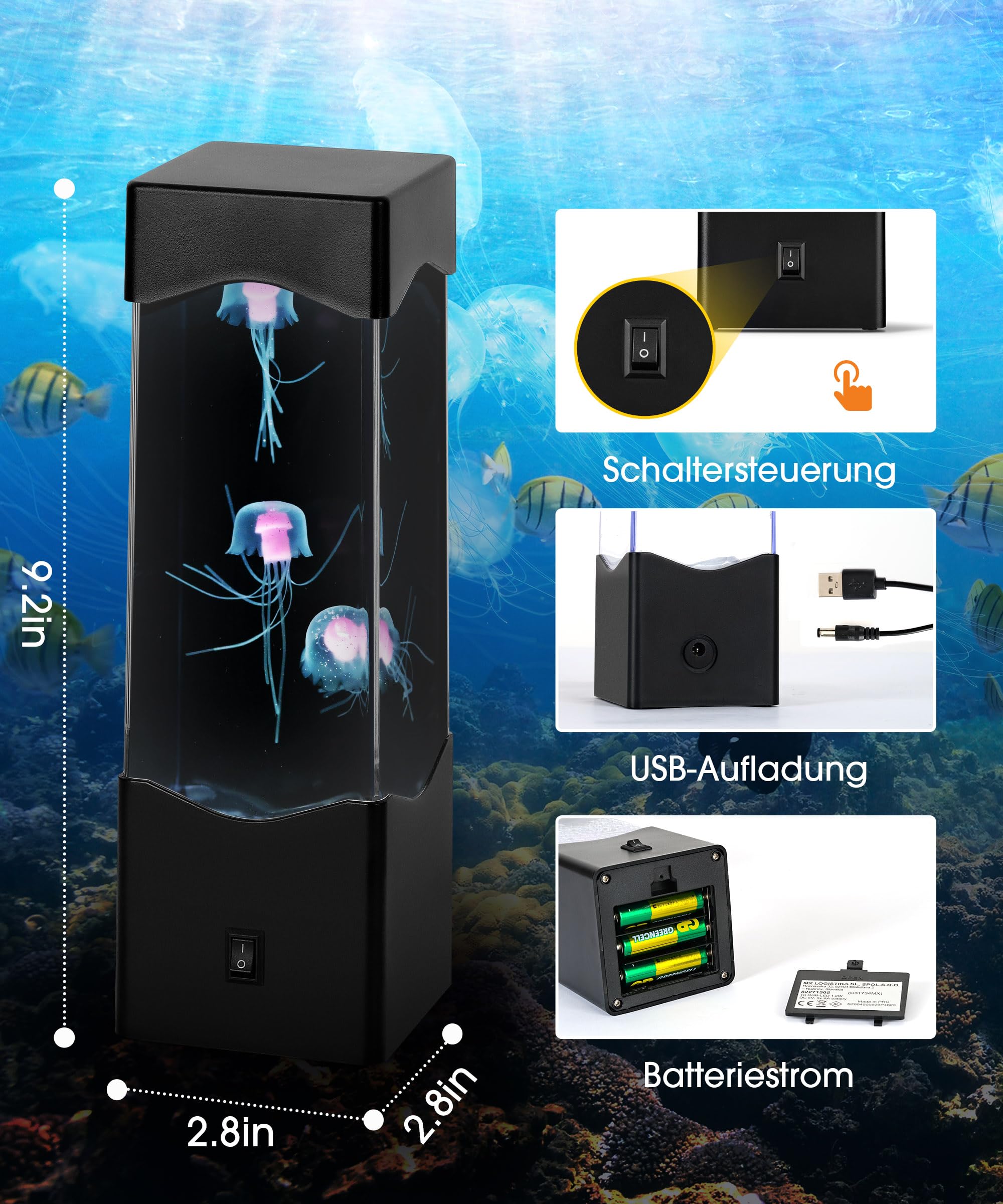 Quallen Lamp, Lavalampe Quallenlampe Jellyfish Lamp Aquarium Lampe Quallen Aquarium Stimmungslampe Dekoration, Weihnachtsgeschenke für Männer Kinder Erwachsene