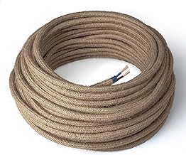 Amarcords - Textile electrical cable colour JUTA, round, jute, 5 m, with 2 conductors 2 x 0.75 - Wire covered in vintage coloured fabric for lamps chandeliers wall lamps and abat jour.