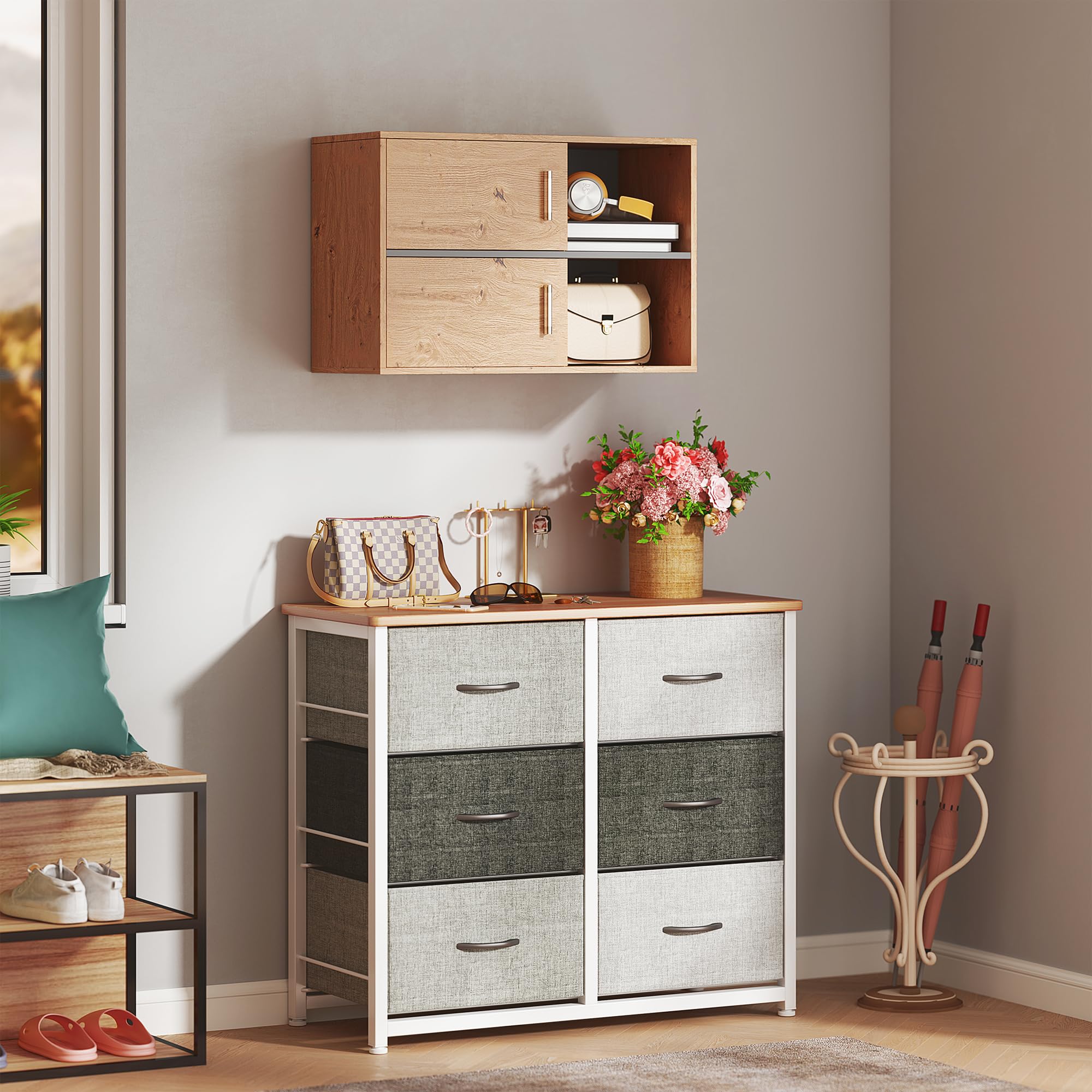 HOMCOM Mueble Auxiliar de Baño 2 Puertas Moderno 80x35x57,5 cm Natural | Armario de Baño de Pared, Compartimentos Abiertos de Almacenamiento, para Entrada Cocina
