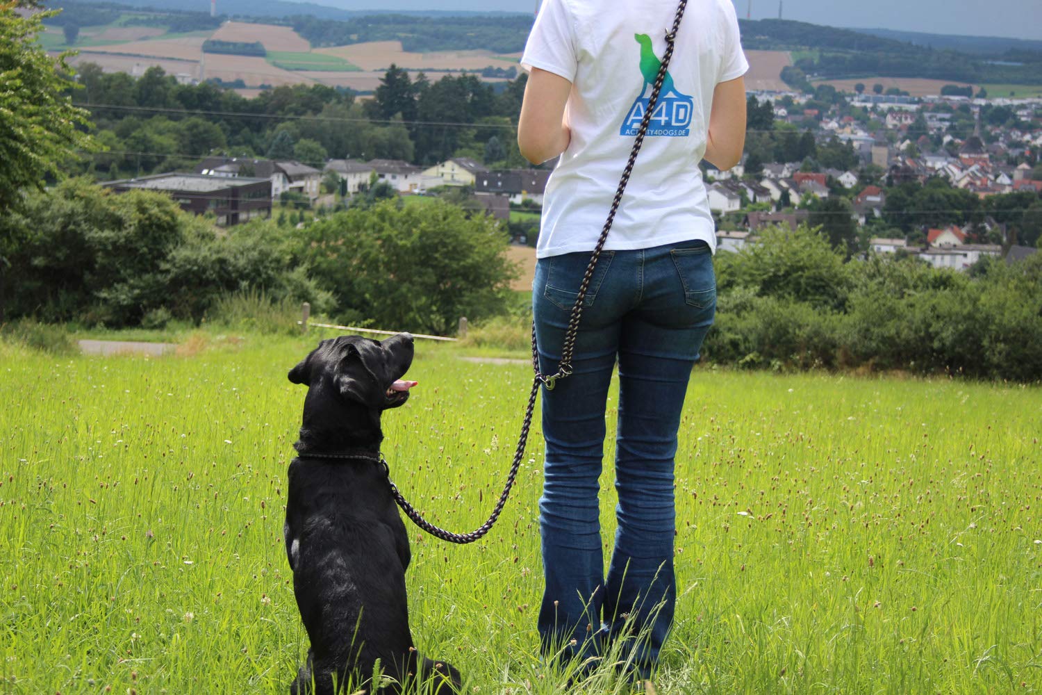 Guinzaglio per cani intrecciato, multilaterale, regolabile in 4 posizioni, lunghezza 2,80 m, rotondo, diametro 15 mm, per cani grandi e grandi, Made in Germany