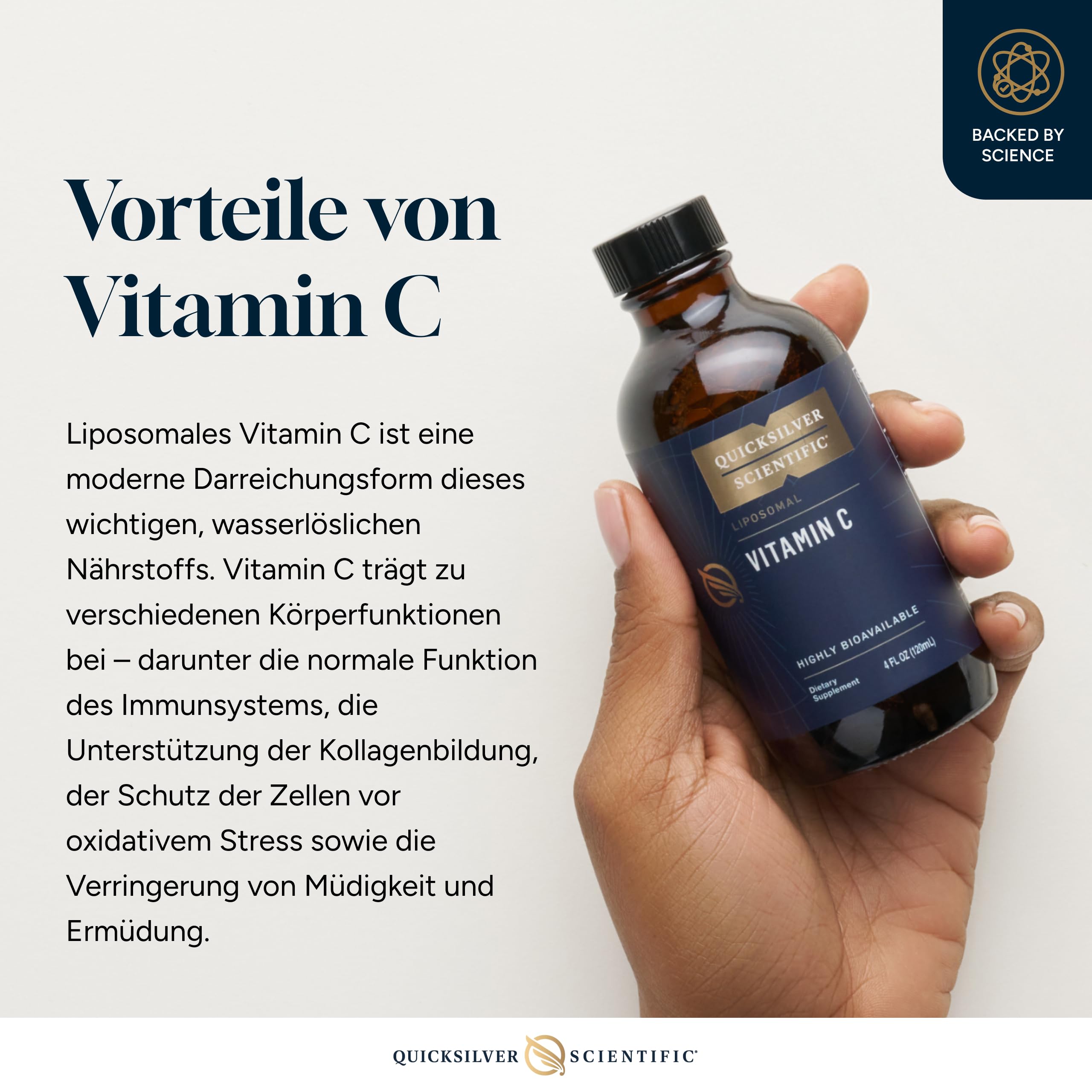 Quicksilver Scientific Vitamin C liposomal 1000mg – liposomales Vitamin C Tropfen, flüssige Formel, vegan, glutenfrei, ohne Zusatzstoffe, 120ml