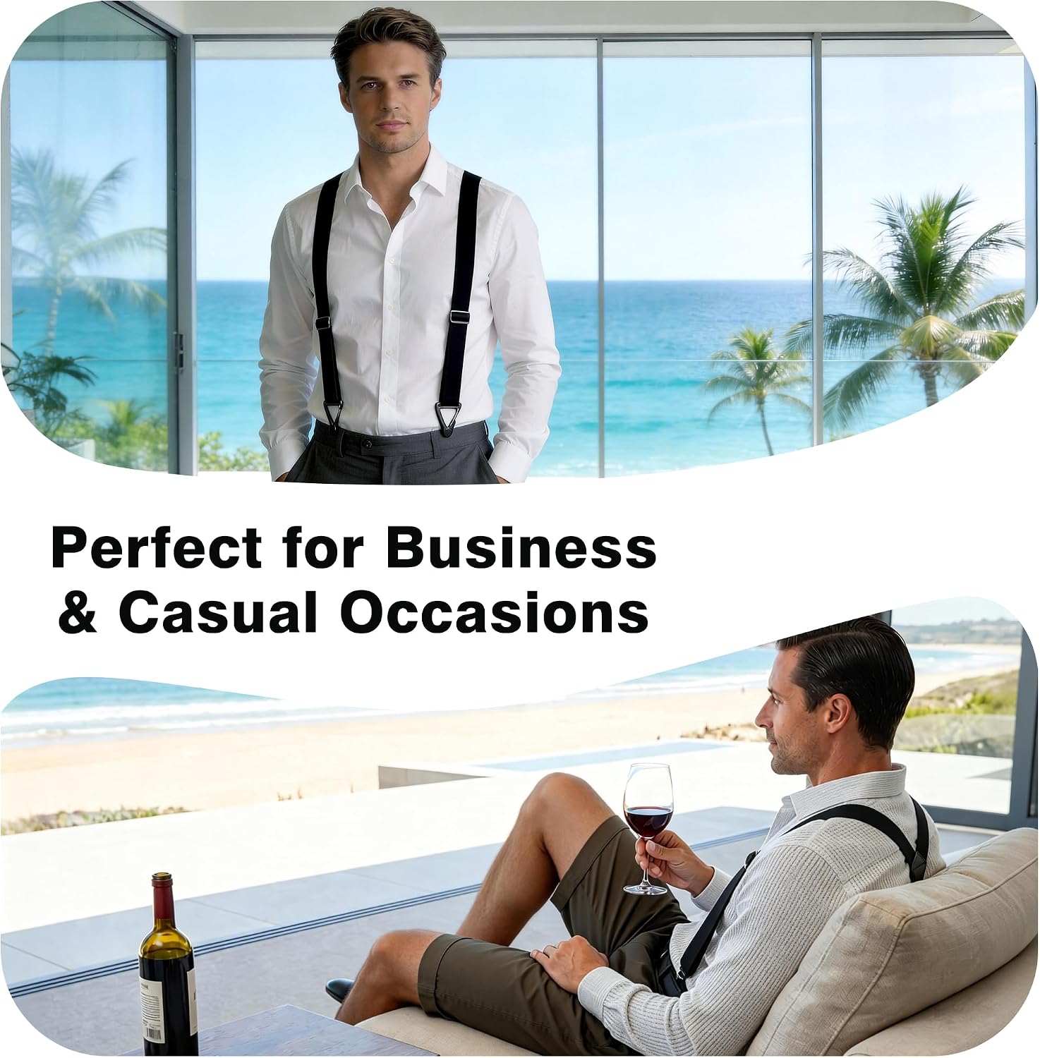 Acozycoo Men's Heavy Duty Suspenders - 1.5 Inch Wide Y-Back Design with 3 Snap Loops,Adjustable Hidden Work Suspenders