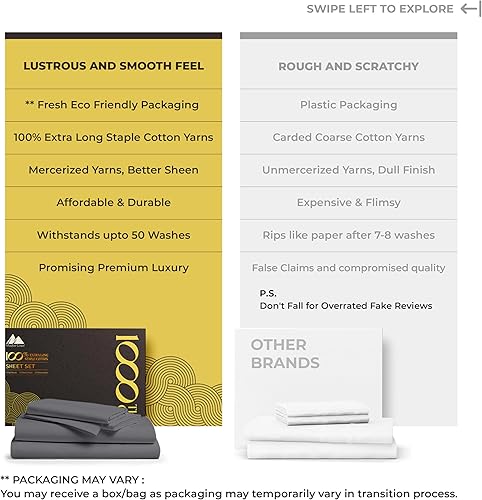 Miniatura 99 de Mayfair Linen Sábanas 100% de algodón egipcio tamaño Queen – Juego de sábanas de 1000 hilos de algodón egipcio tamaño Queen, 6 piezas, color rubor