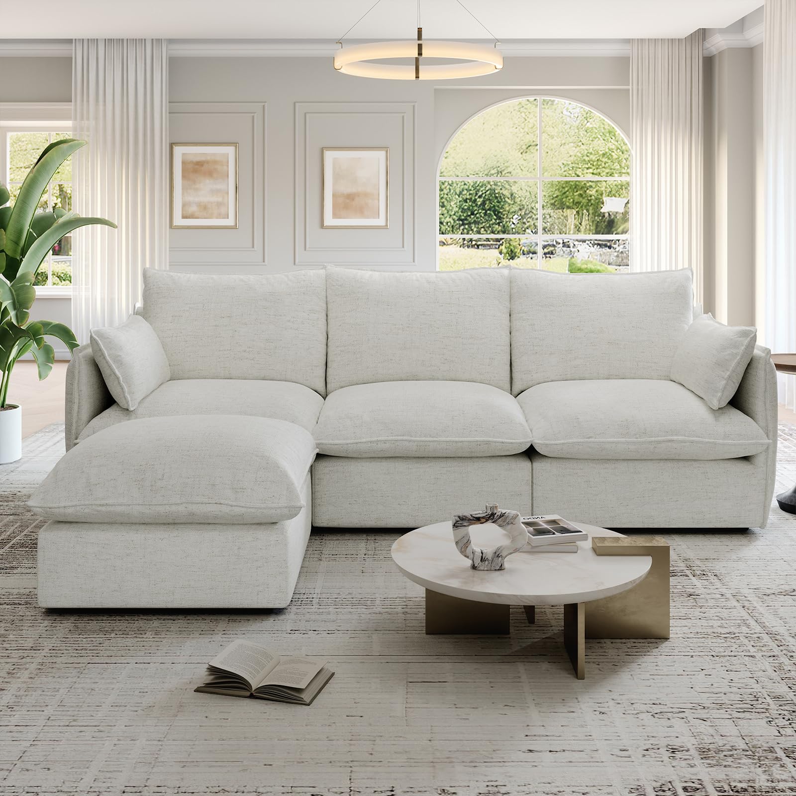 94 6 Cloud Modular Sectional Sofa Waterproof Down Filled Sectional Sofas High Backrest L Shaped 3 Seater Sectional
