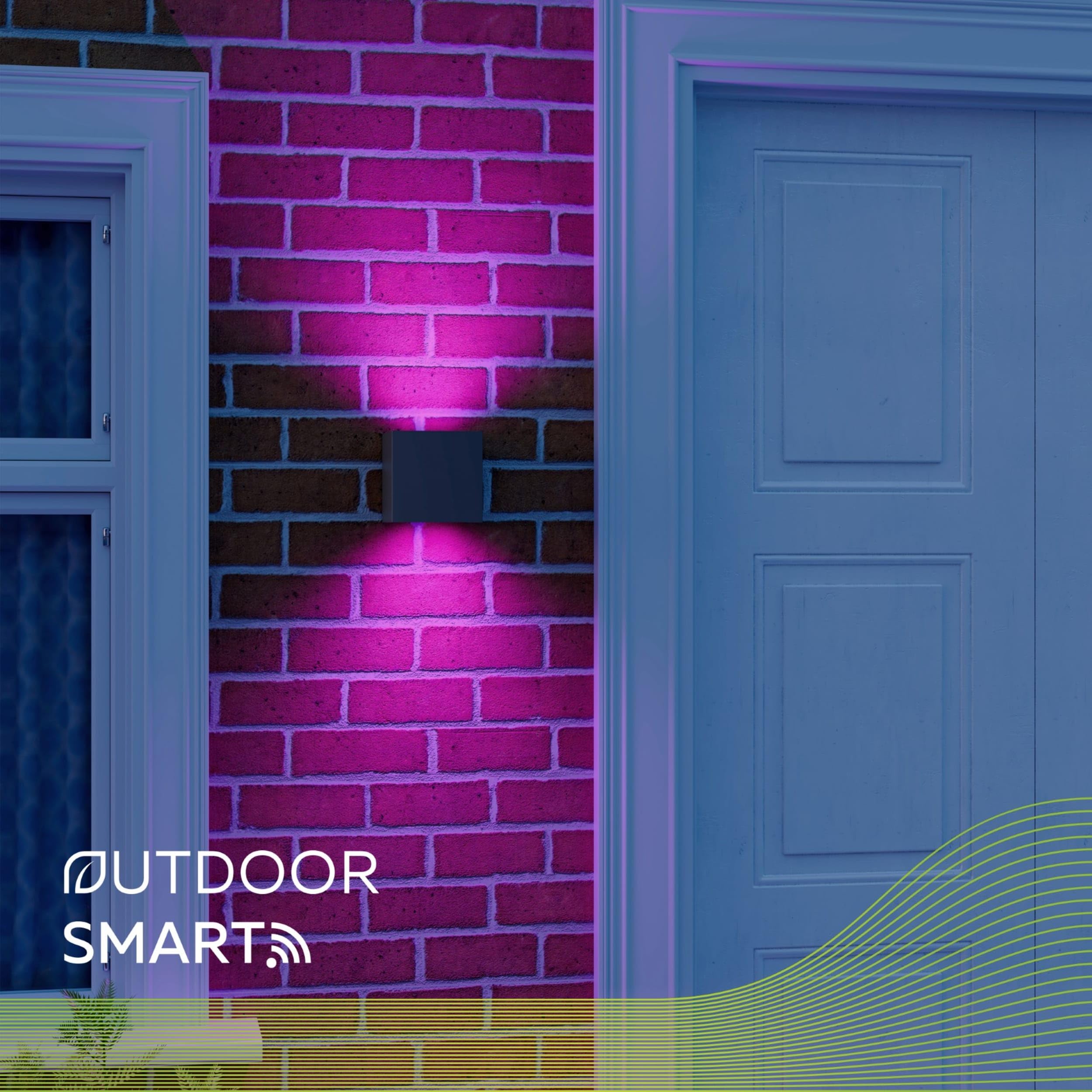 CALEX Applique LED Smart Outdoor, Up & Down, colori RGB & luce da fredda a calda, Dimmerabile, modulo LED integrato, impermeabile, controllo app & vocale, Nero, Confezione da 2