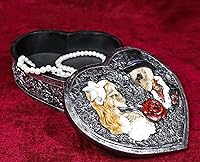 Vista 5 de Ebros Gift Day Of The Dead Red Rose Sugar Skull Skeleton Novia y Novio Boda en forma de corazón Herramienta Floral Joyero Decorativo 5 pulgadas