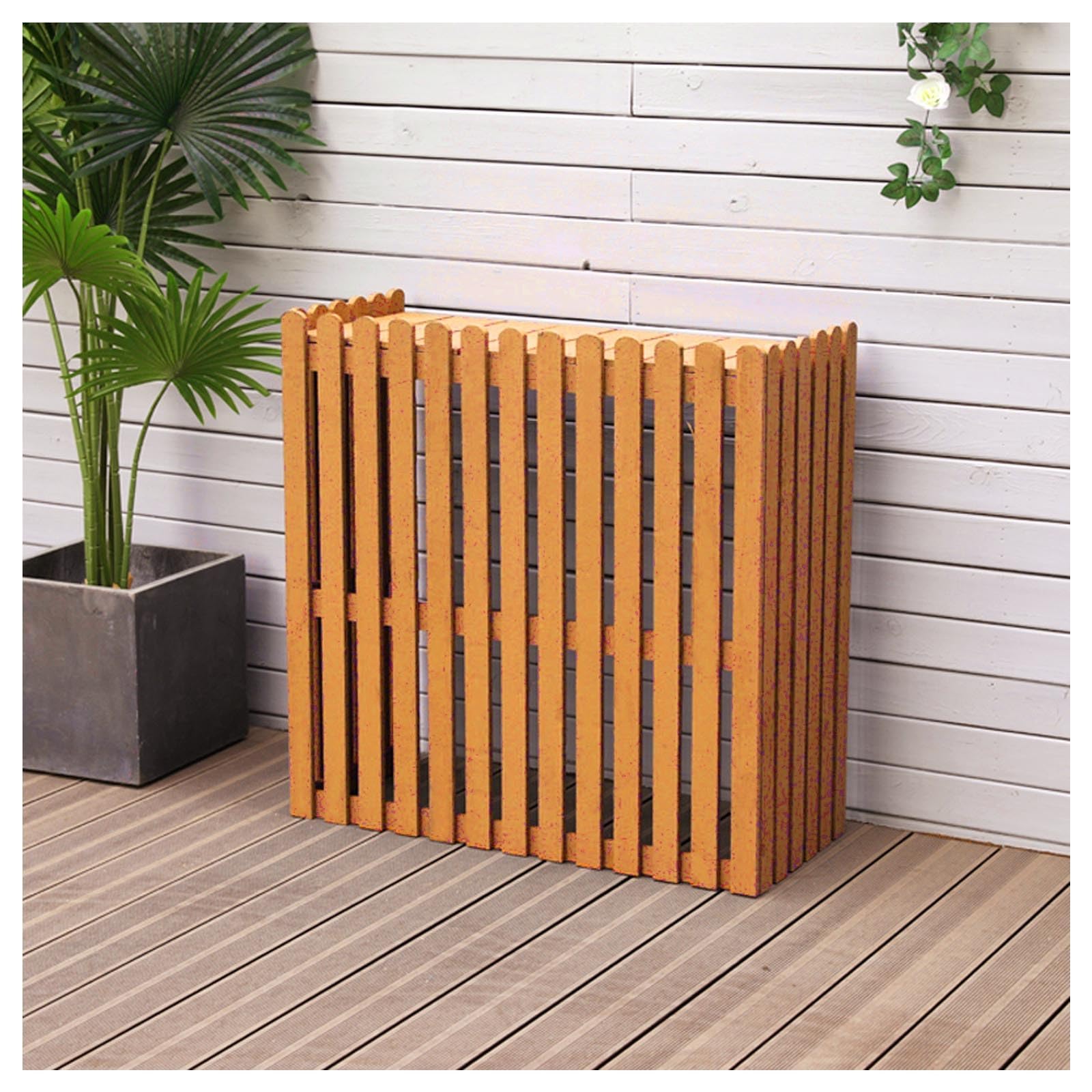 TIANQIHAO Outdoor Privacy Fence Panels And Decorative Garden Storage Shelf - Solid Wood Enclosure For Air Conditioner Units, Enhances Garden Aesthetics And Protects Equipment,Orange-105x45x95cm
