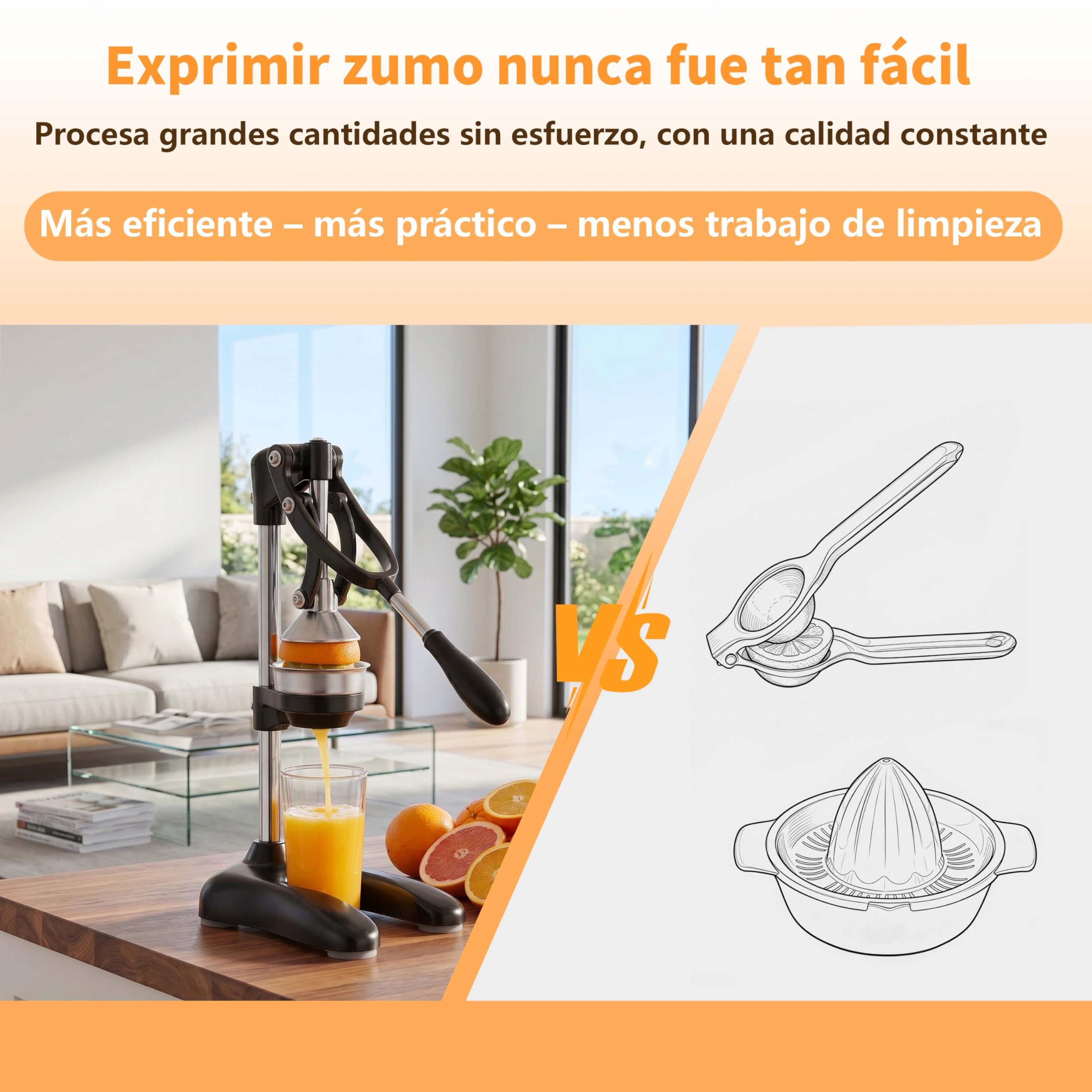 Exprimidor manual de acero inoxidable Lemon Squeezer para Naranjas, Limones (Negro)