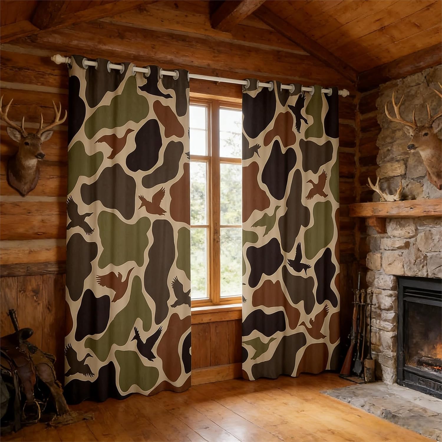Erosebridal Duck Hunting Blackout Curtains 52" Wx84 L, 2 Panels Army Camo Window Curtains Camouflage Military Window Treatments Drapes for Bedroom Wild Woodland Farmhouse