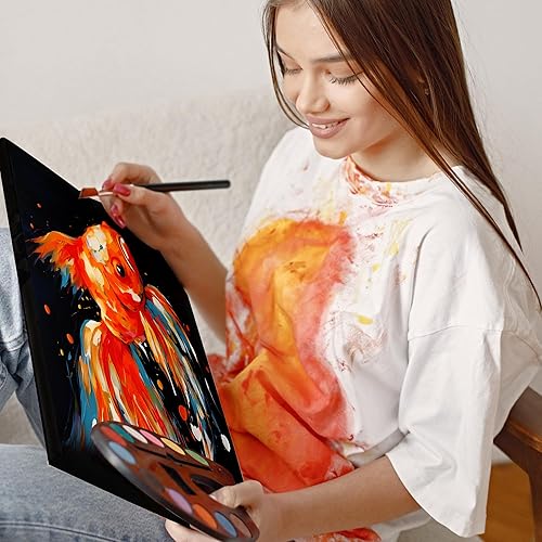 Miniatura 10 de PHOENIX - Lienzos estirados de algodón en negro sin diseño para óleo y acuarela, collages, afiche publicitario y decoración, perfil de imprimado