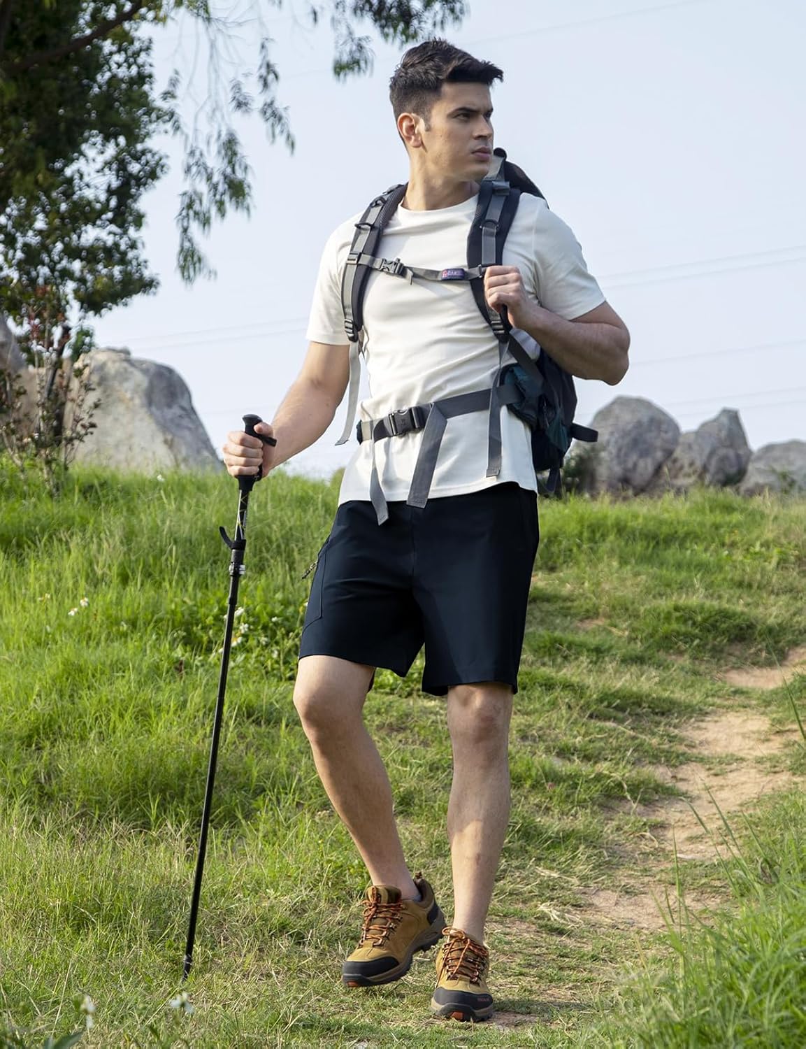 TBMPOY Men's Athletic Running Shorts 7" Quick Dry Hiking Cargo Workout Sports Lightweight Shorts with 4 Zipper Pockets - Image 3