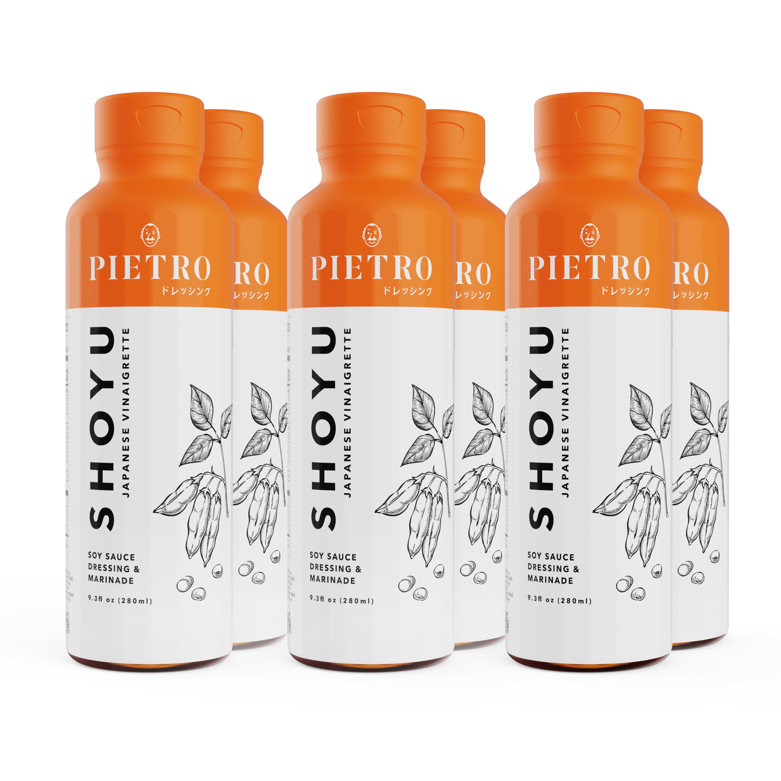 Pietro Original Shoyu Japanese Vinaigrette Dressing, 6 Pack (9.3 oz Each) | Soy Sauce–Based Dressing & Marinade for Salads, Vegetables & Seafood | Gluten-Free, Vegetarian