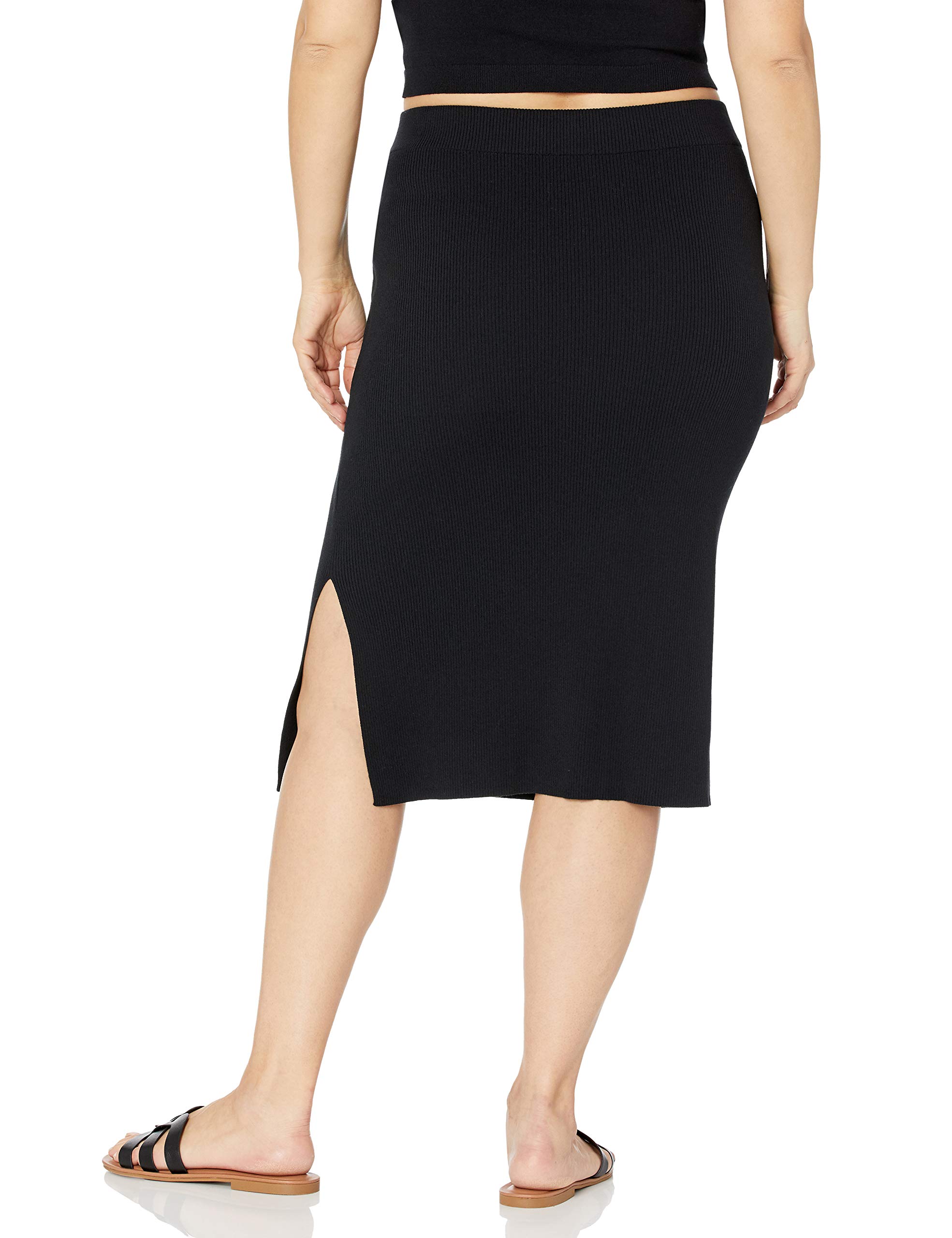 The Drop Women's Vera Slim Side-Slit Midi Sweater Skirt