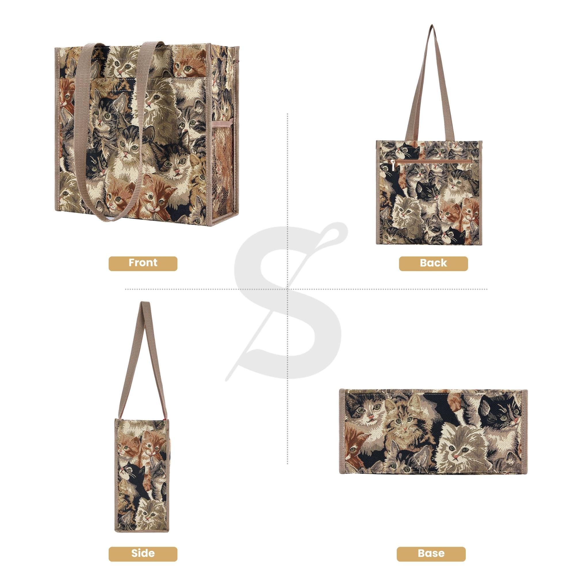 Signare Tapestry Shoulder Bag Reusable Shopping Tote for Women with Cat Design (SHOP-CAT)