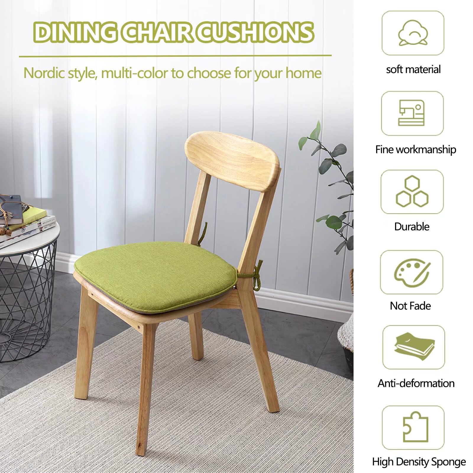 Galette De Chaise Lot De 2 avec Attaches, Coussin Chaise Cuisine Lavable, Antidérapant Galette Chaise Salle à Manger, Coton et Lin Coussins De Chaises D'Interieur Anthracite