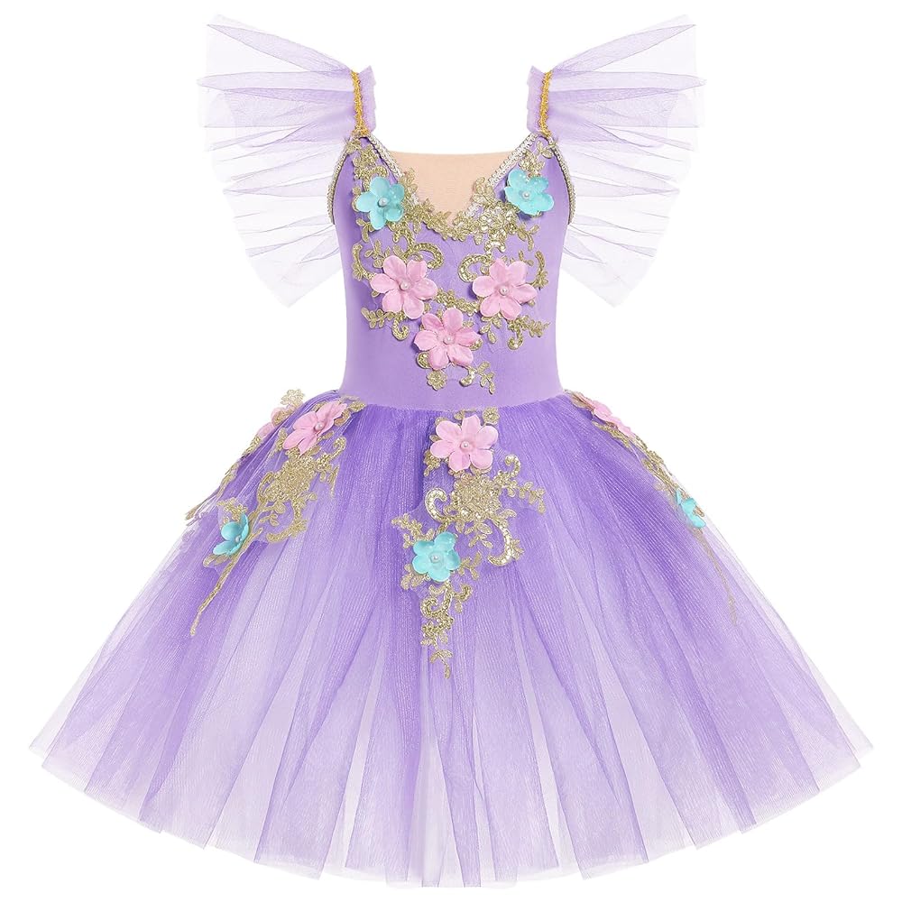 Amazon.com: Ballerina Girl Dance Outfits Flower Ballet Dress