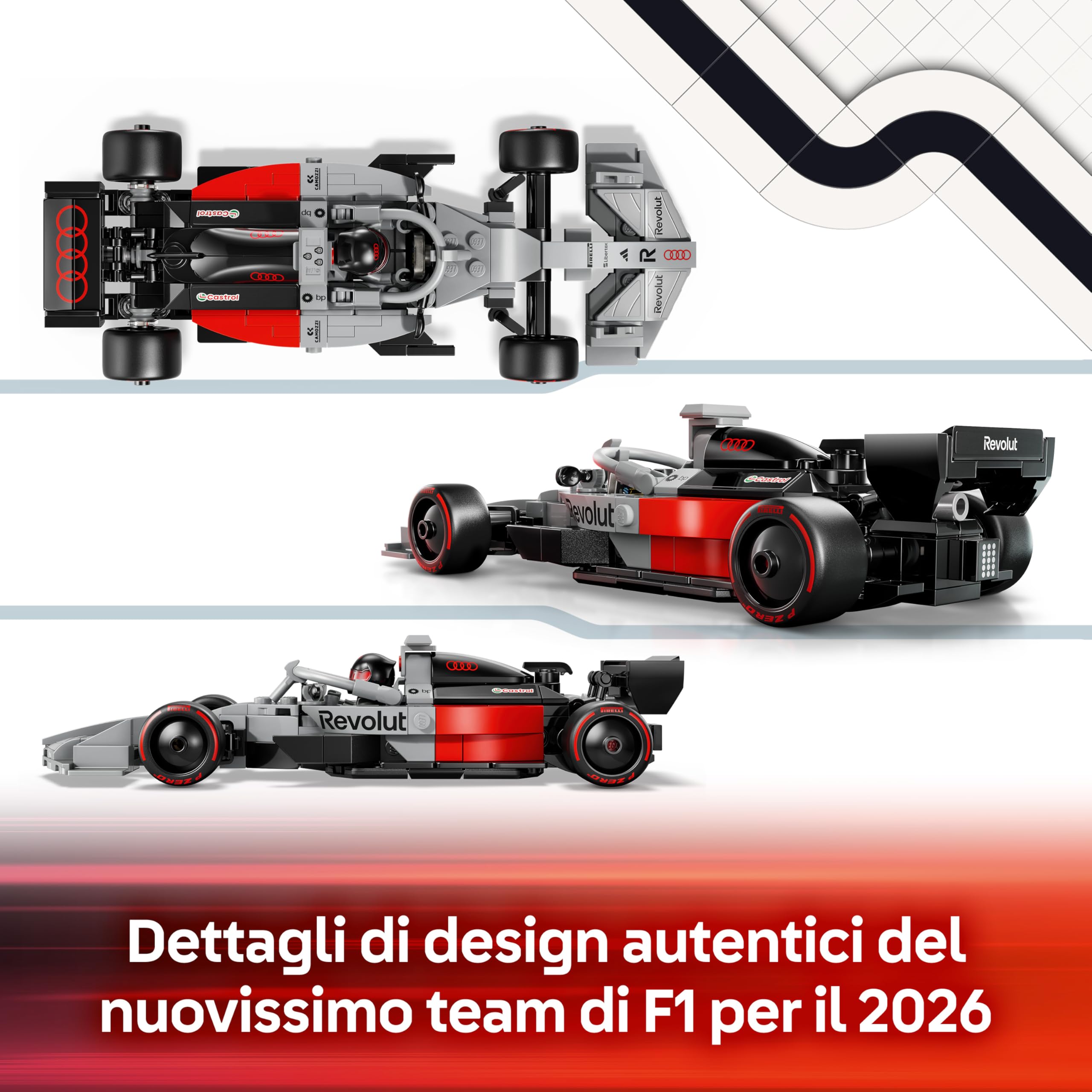 LEGO Speed Champions Auto da Corsa Audi Revolut F1 Team R26 Giocattolo - Kit Modellismo con Minifigure del Pilota da Collezione - Regalo per Bambini da 10 Anni in su e per i Fan dei Motorsport - 77259