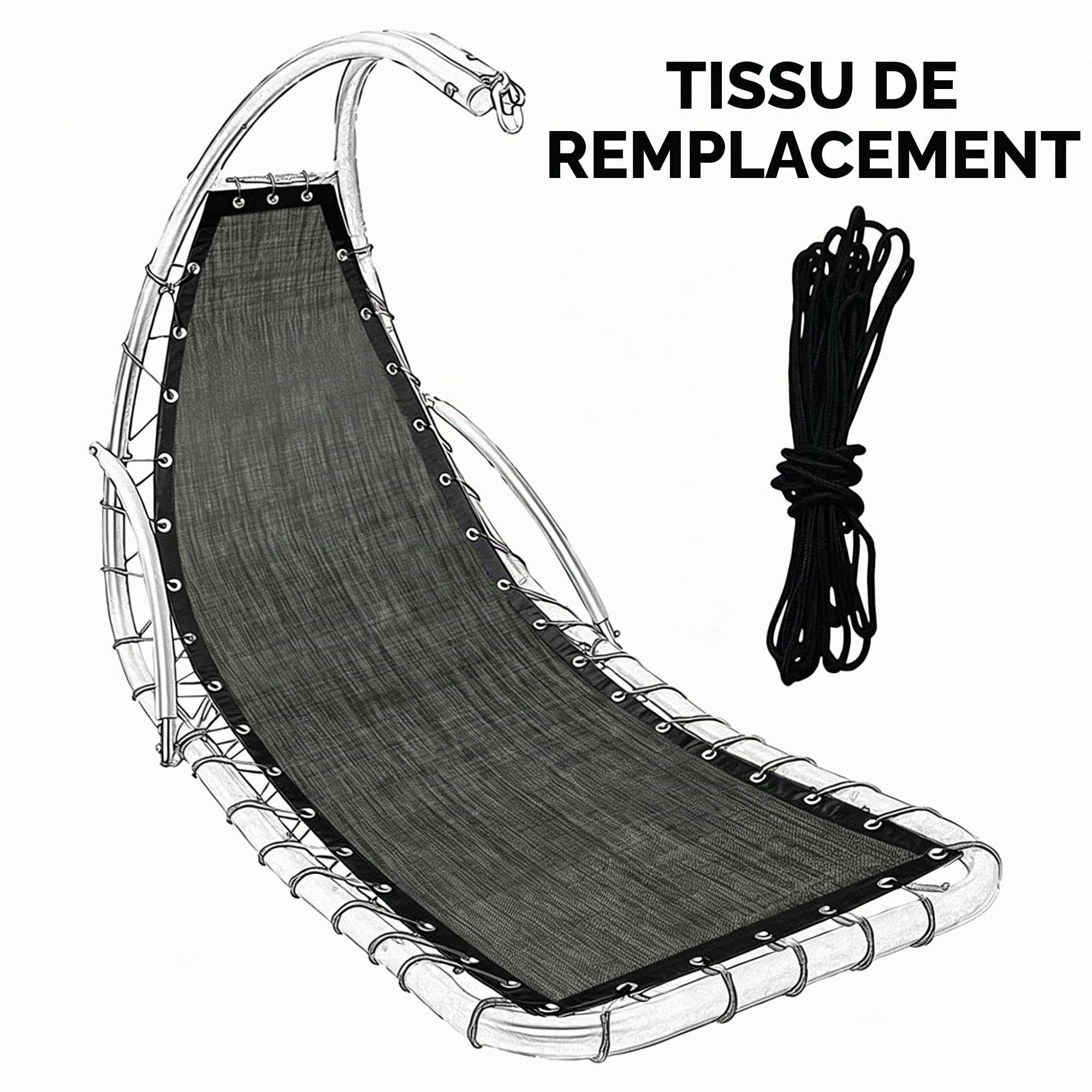 Housse de rechange pour chaise à bascule suspendue - Housse de siège de rechange pour chaise à suspendre Text-ilene - Housse de chaise à bascule pour intérieur/extérieur avec corde - Sac de