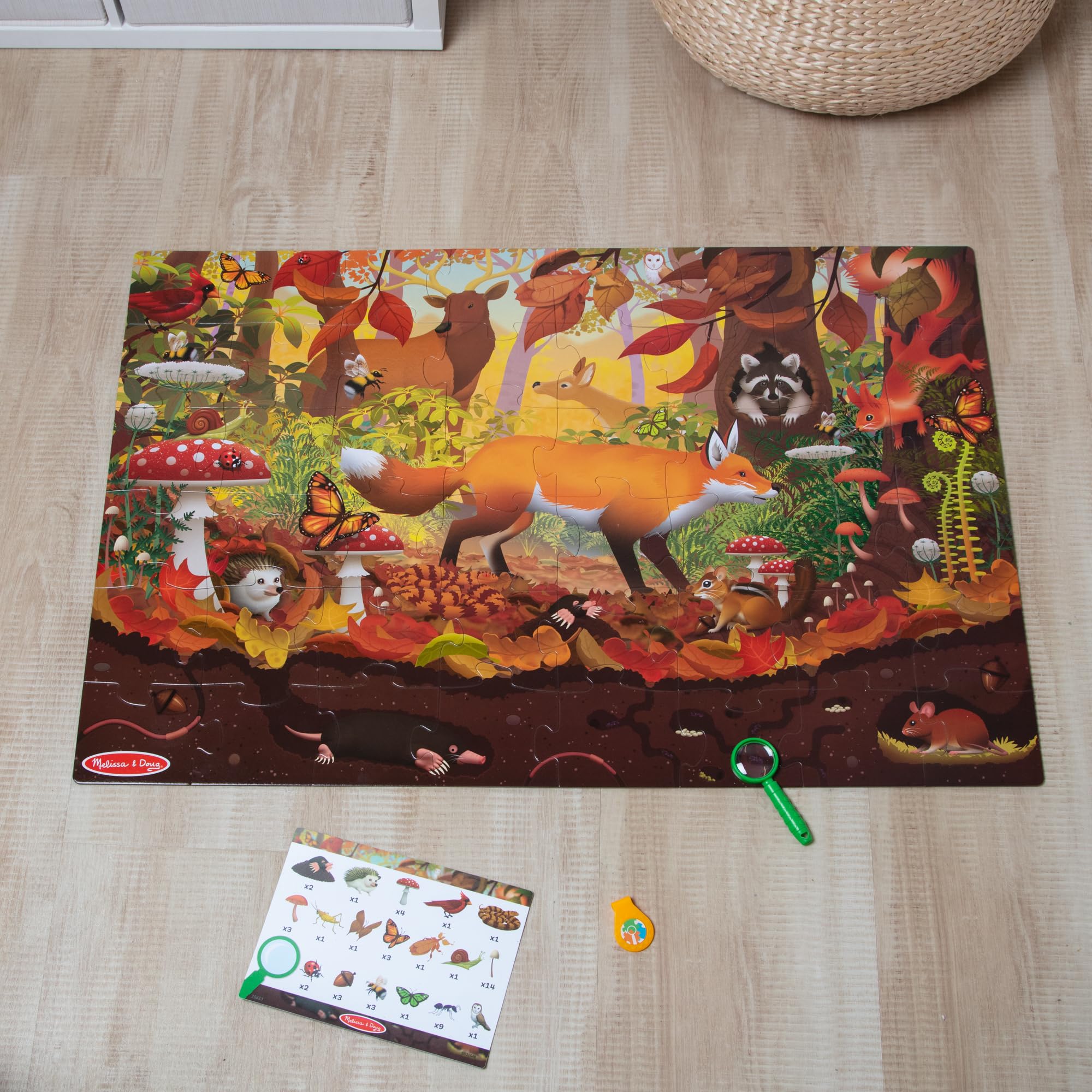 Melissa & Doug Let’s Explore Puzzle de Sol Double Face Cherchez et Trouvez, 48 pièces géantes en Carton, 2 Puzzles différents, Jouet d'éveil et de développement, 3+, Cadeau pour garçons ou Fille