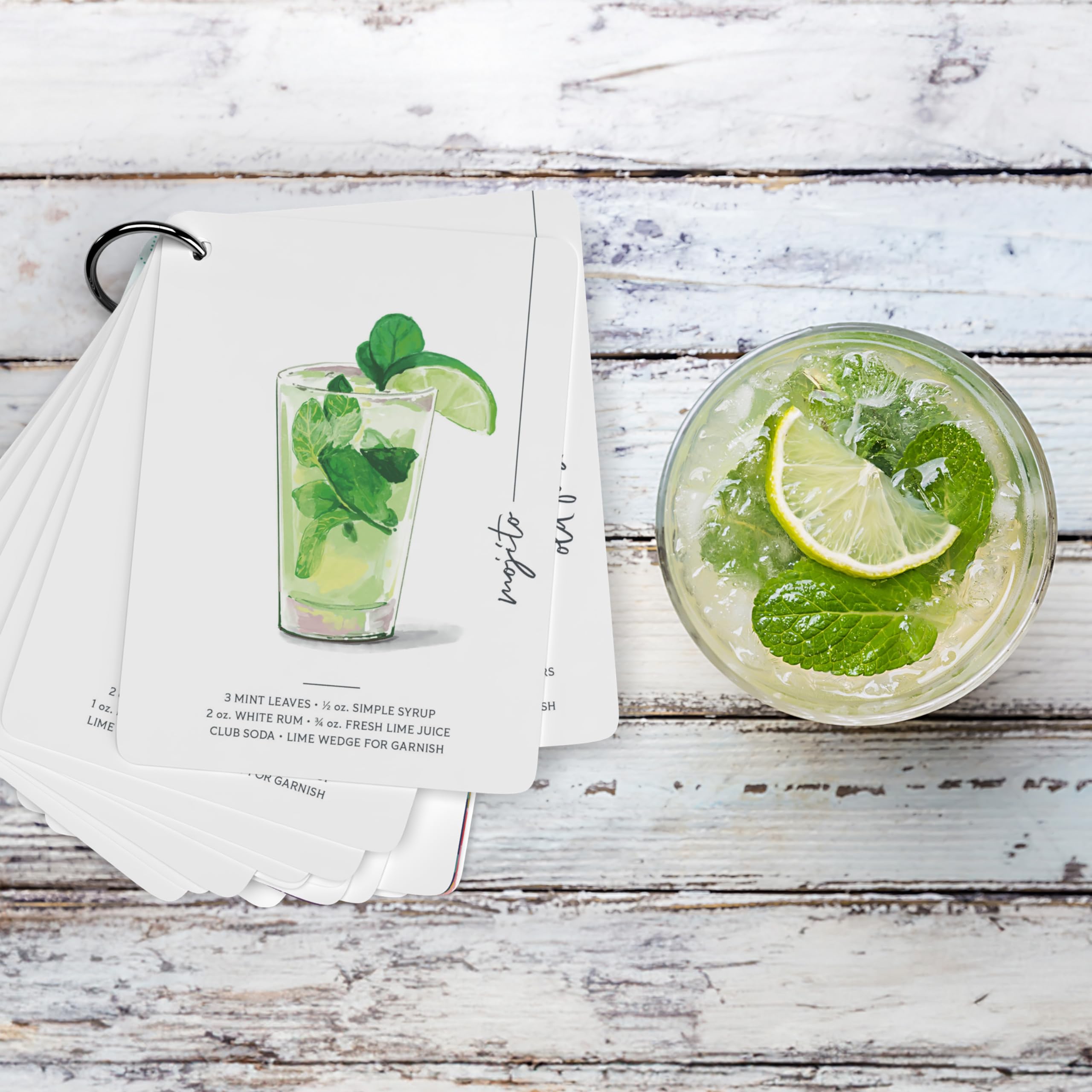 Illustrated mixology book, a decorative guide for cocktails.