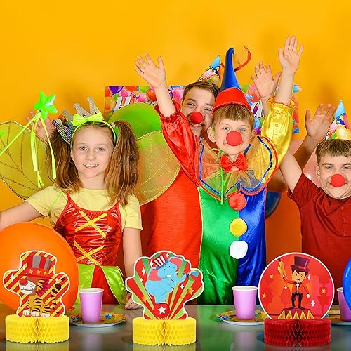 Miniatura 7 de Skylety 9 piezas de centros de mesa de animales de carnaval de circo, suministros de fiesta, decoración de mesa 3D para baby shower, fiesta temática