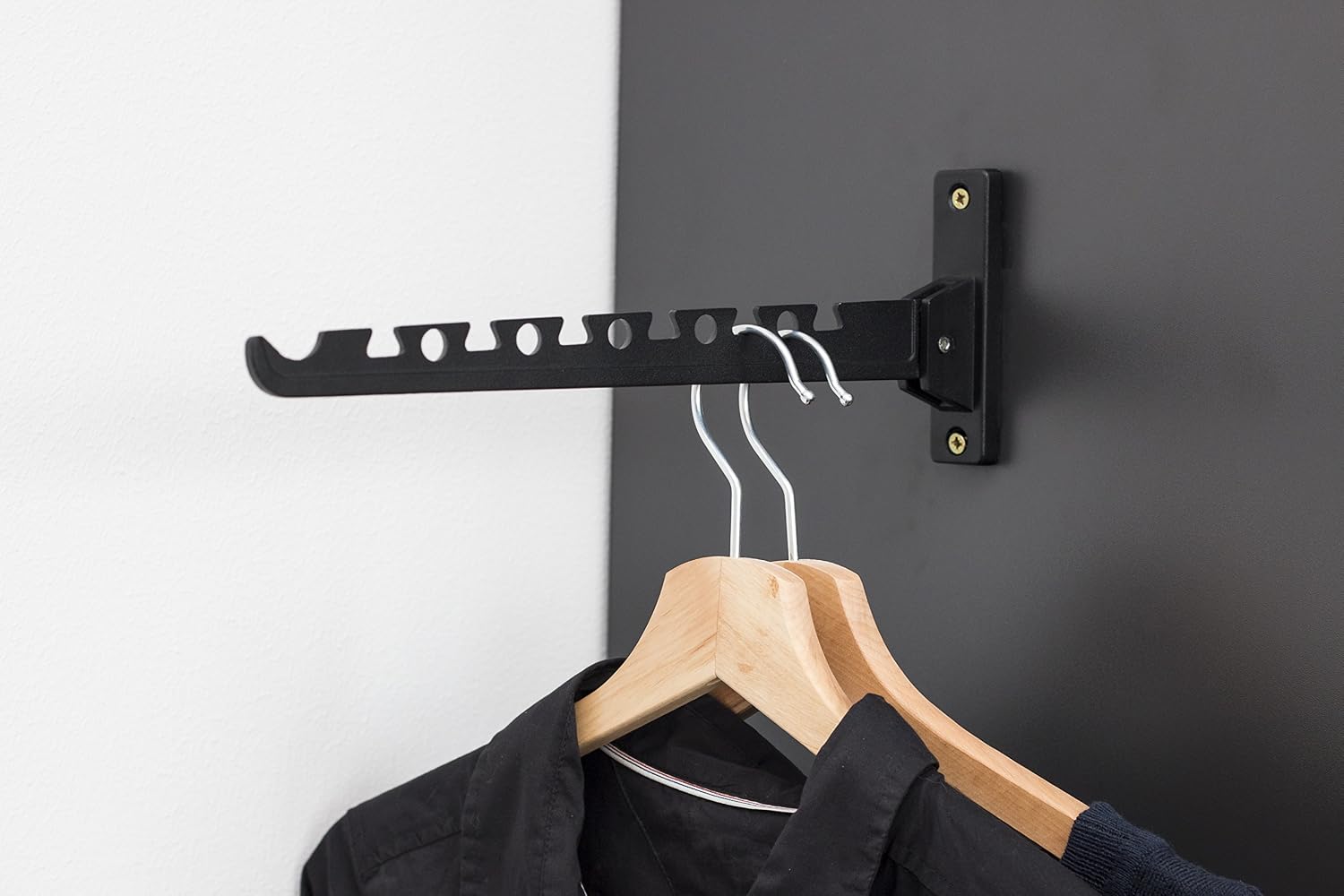 Metafranc Black clothes ventilator - 330 x 28 mm - 20 kg load capacity - sturdy material - space-saving folding function/clothes rail/wall hook/folding hook/hanging device