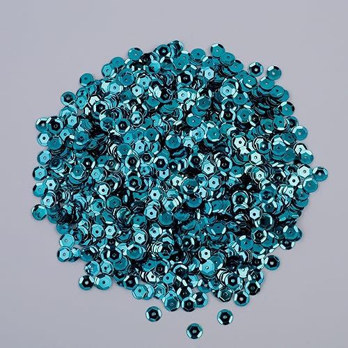 Miniatura 2 de Lentejuelas brillantes de copa suelta (0.236 in) cuentas de adorno de plástico facetadas en color azul turquesa (1200 lentejuelasjuego)