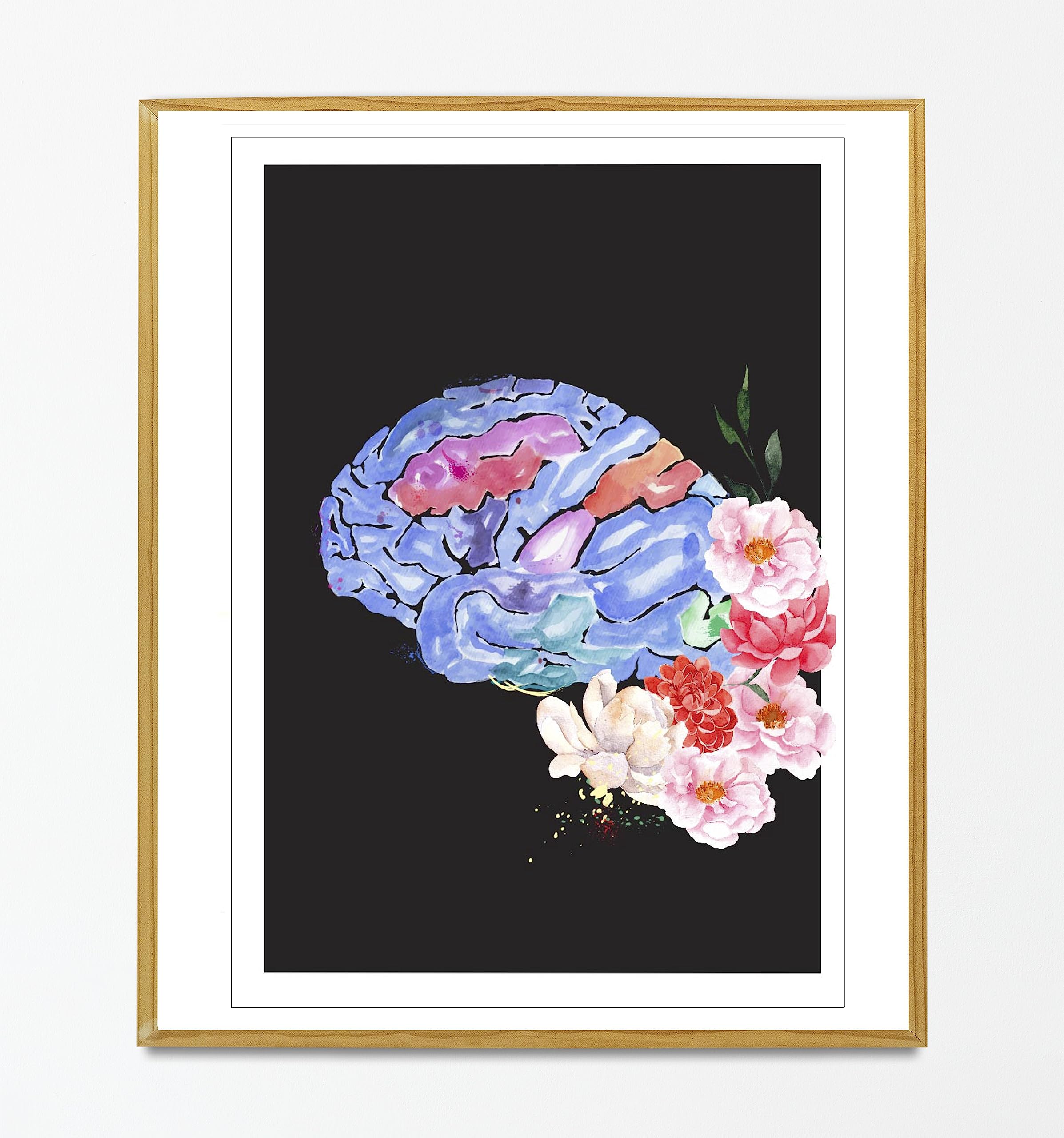 MEDPAPERS Brain Flower Wall Art, Brain Poster, Neurology Gifts, Psychiatry Decor, Psychology Gift, Neuroscience Artwork, Fine Art Print (5x7 in)