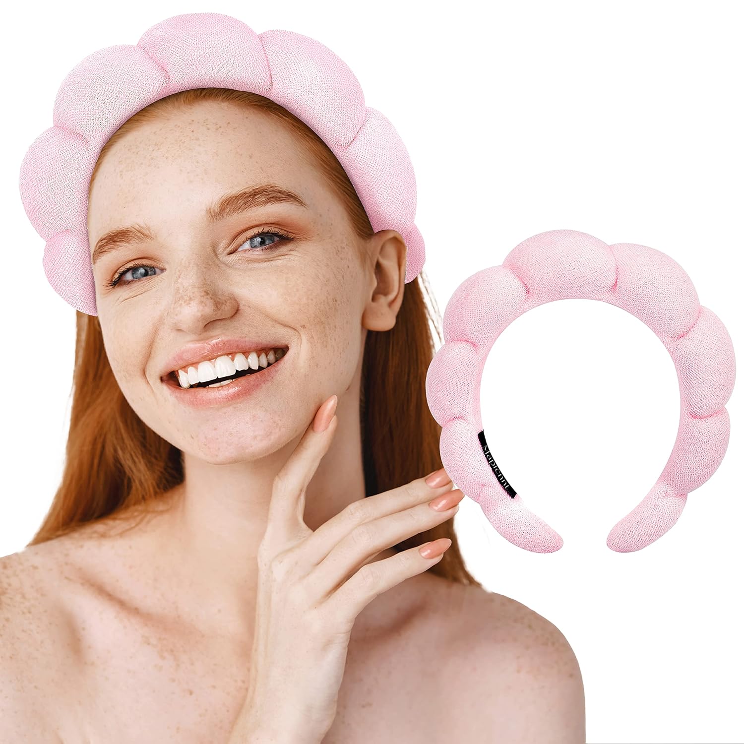 MAPICNNT Spa Headband for Washing Face, Cute Pink Makeup