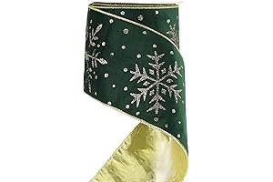 HUIHUANG Snowflake Wired Ribbon for Christmas