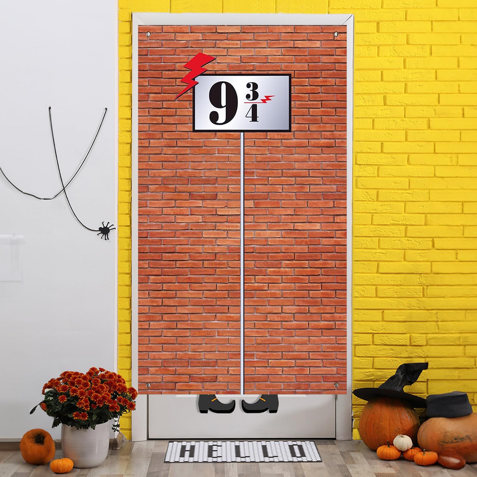 9 und 3/4 Zeichen Backsteinmauer Hintergrund, Banner Tür Vorhänge für Zauberschule Geburtstag, Geheime Passage zur Zaubererparty, 9 3/4 vorhang, 110 * 180CM