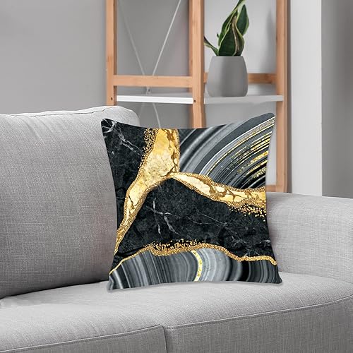 Miniatura 4 de MissOwl Juego de 4 fundas de almohada cuadradas decorativas de terciopelo suave con textura de mármol, para sala de estar, sofá, dormitorio,