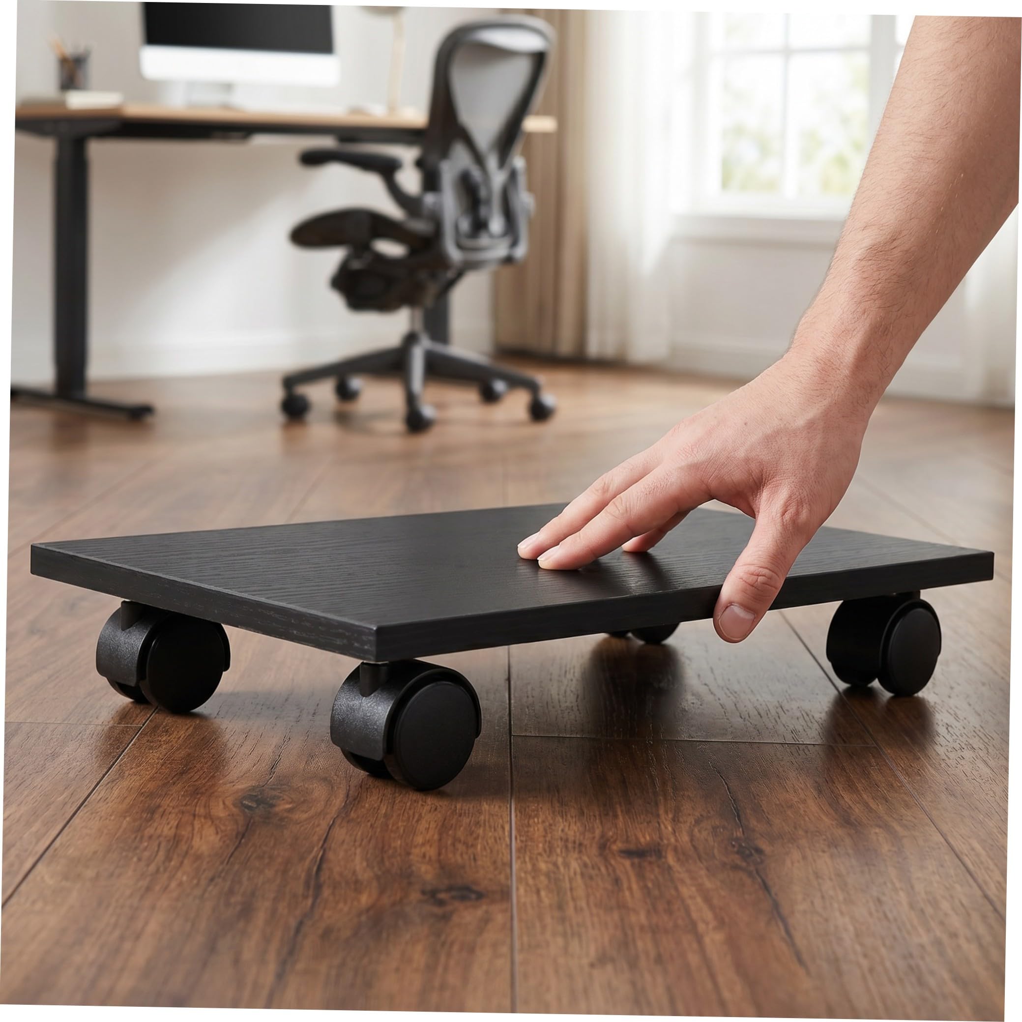 2 Pièces Chariot Mobile pour Tour PC en Bois avec roulettes