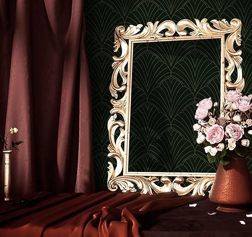 Miniatura 4 de Dimoon Papel tapiz geométrico para despegar y pegar, 393 x 17.3 pulgadas, color verde y negro, papel de contacto geométrico, grueso, impermeable,