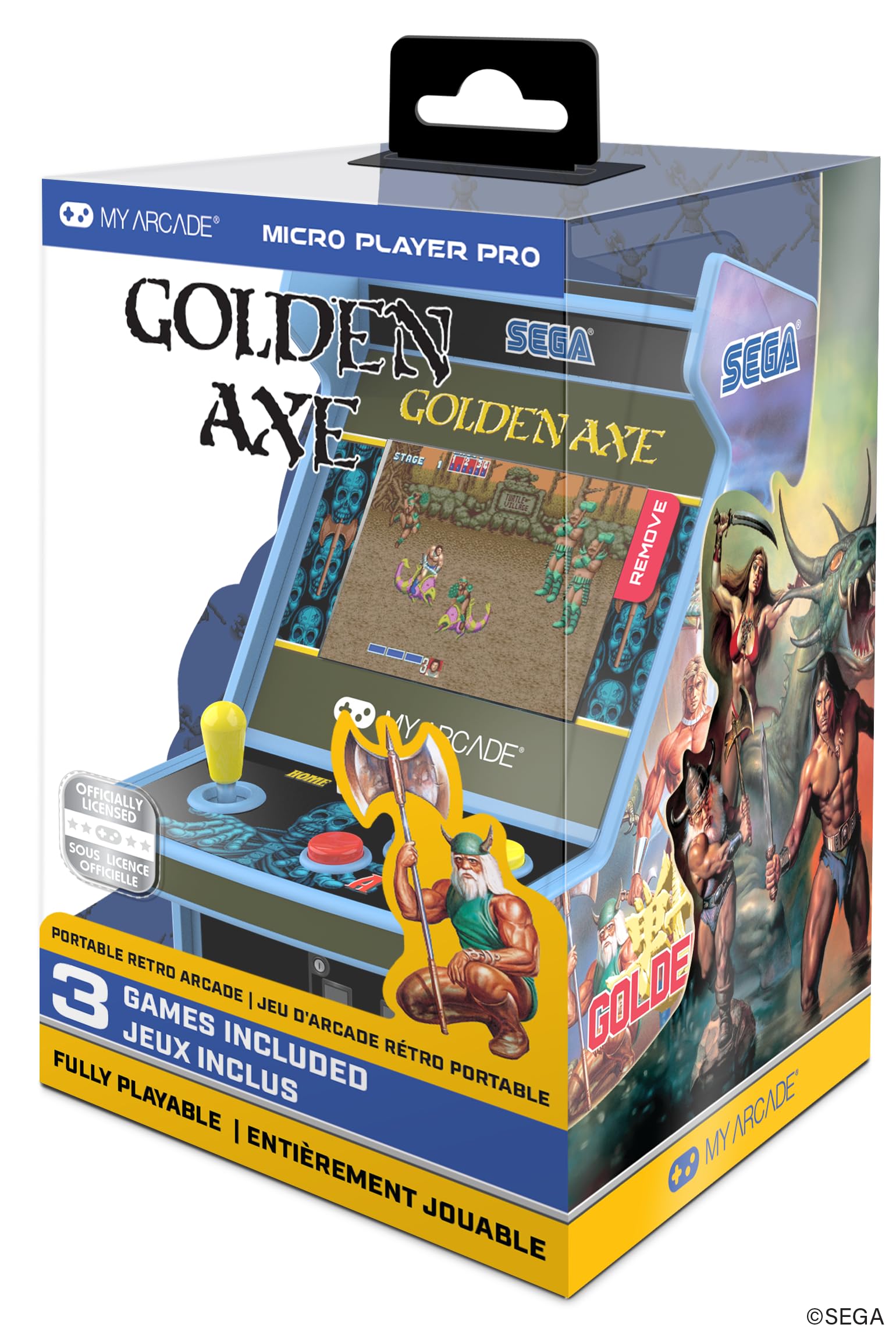 My Arcade Golden Axe Micro Player: 3 Retro Games in 1, Sega Classics | 2.8" Screen, Portable Gaming, Arcades