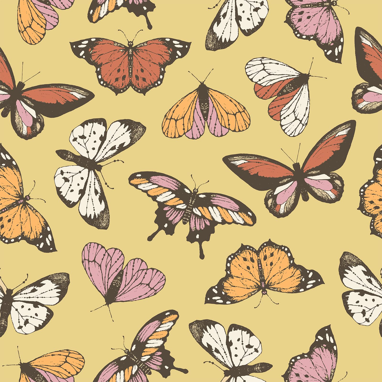 Papier peint vintage papillon revêtement mural coloré autocollant