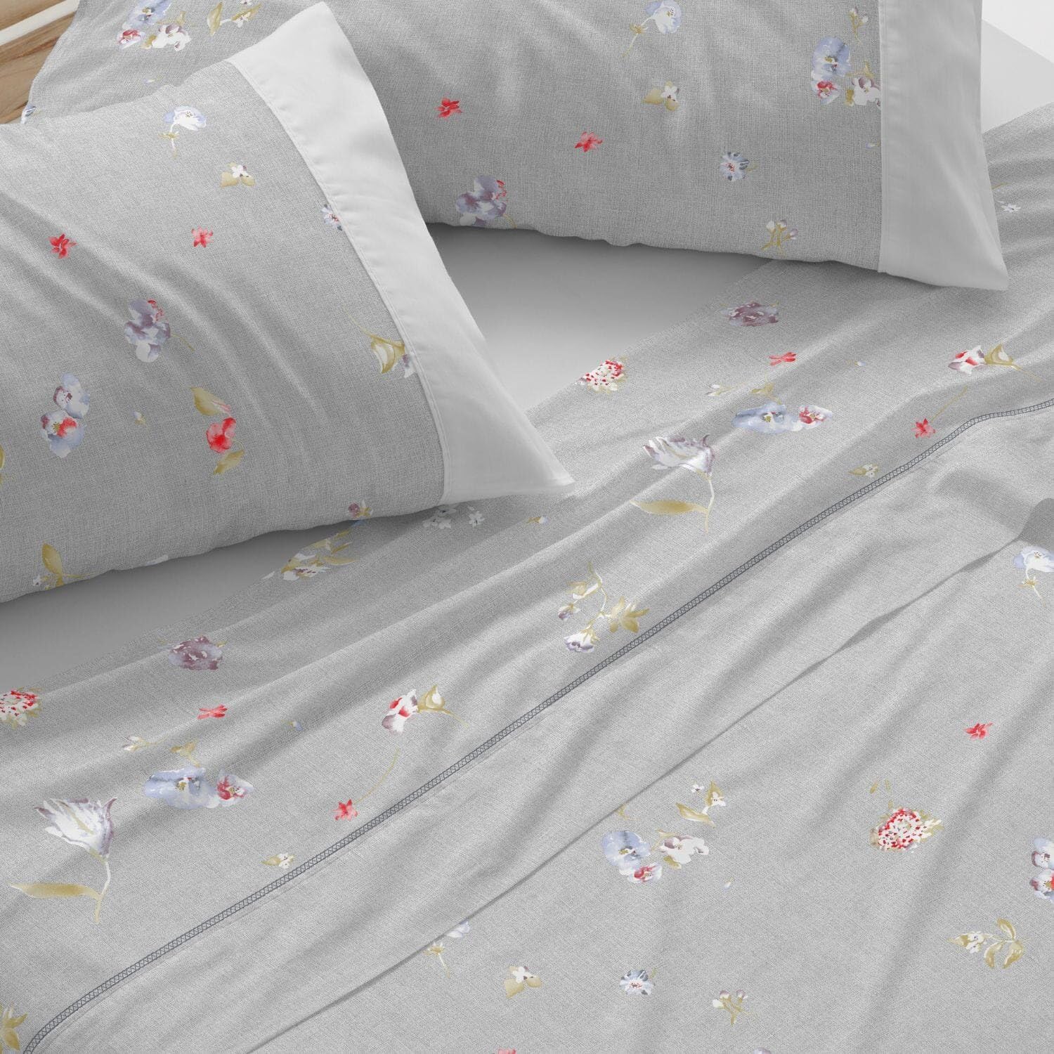 Burrito Blanco | Juego de sábanas Algodón | Cama de 135cm. (+Medidas Disponibles) | Diseño 629 | Color Gris (135x190/200cm.)