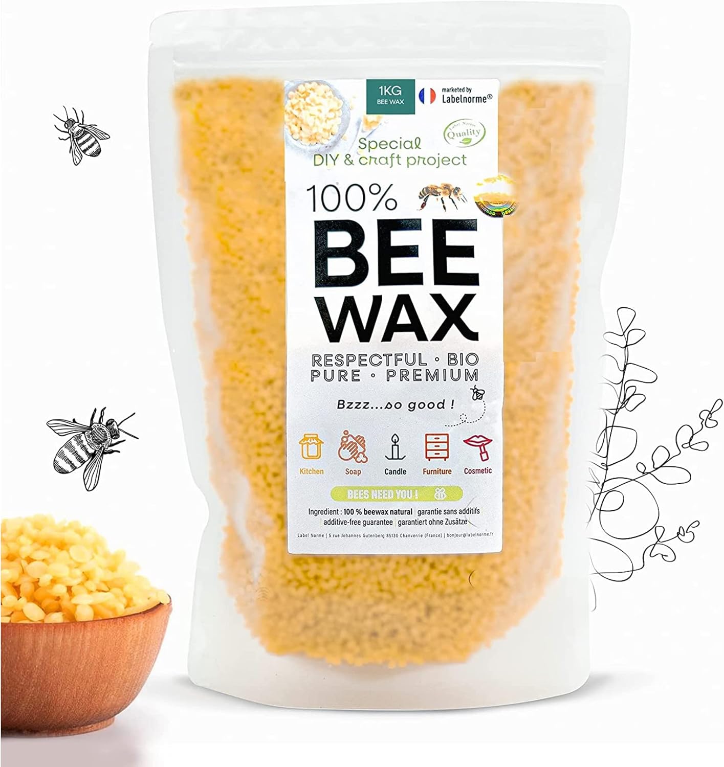 Labelnorme Cire D'abeille Bio En Pastilles 1 kg Pépite Jaune — free download