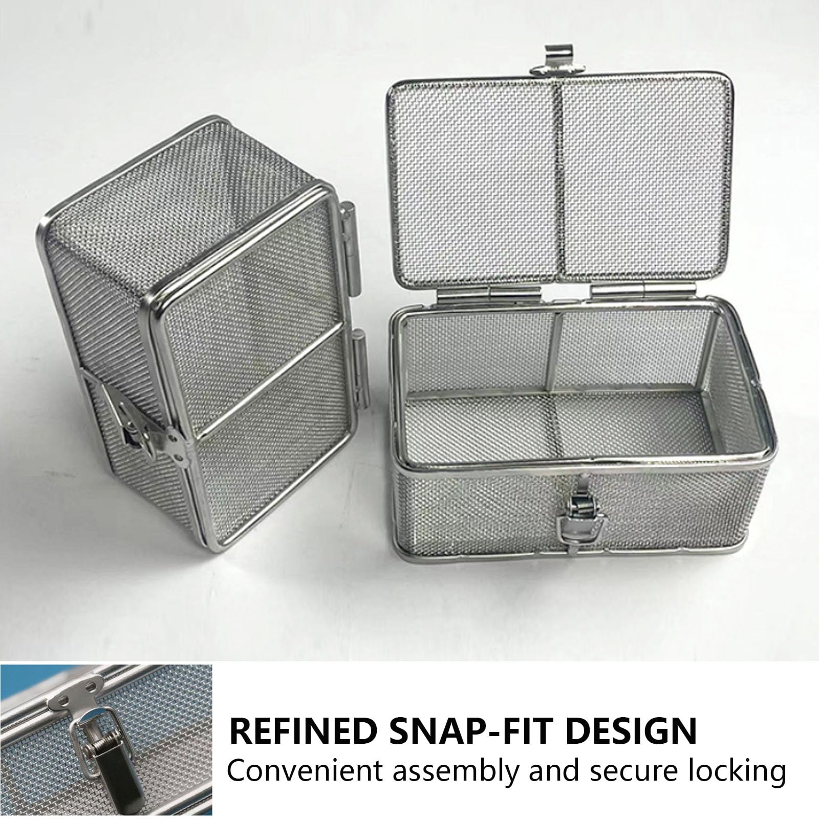 Cesta EsterilizacióN UltrasóNica Cesta DesinfeccióN Acero Inoxidable 304 Cesta Limpieza para Sala Suministros QuirúRgicos Malla 0,5㎜ DiseñO Hebilla Adecuada para Uso Dental 30x15x5cm