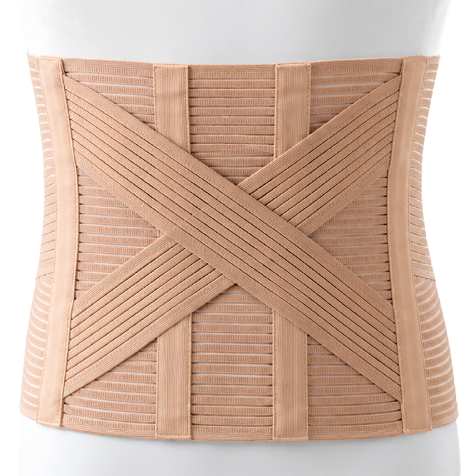 Corsetto Ortopedico Lombare Crociato, Colore Nudo, Elastico, con Stecche Paravertebrali, Supporto Lombare Regolabile per Lombalgia e Postura (75)
