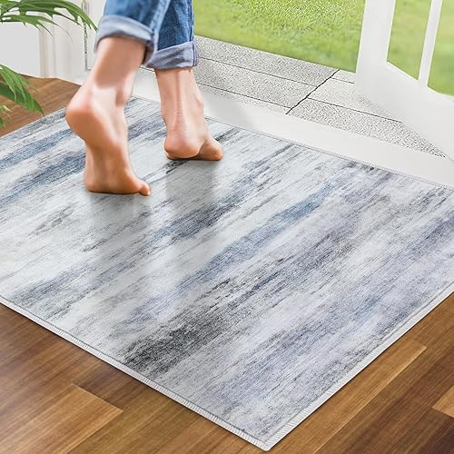 Miniatura 7 de Tapete para puerta delantera, de lana sintética, antideslizante, absorbente, abstracto, para entrada, pasillo, lavandería, zonas de alto tráfico, 20