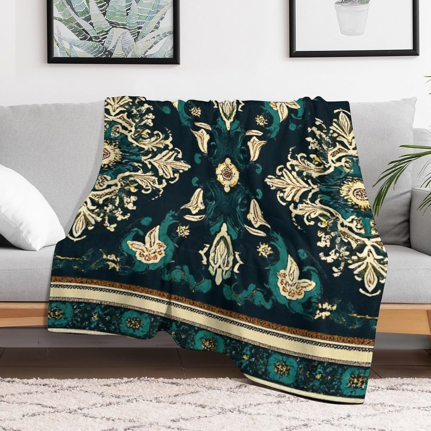 Fashion Bed Sofa Couch Cover, Unisex Blanket, Boho Vintage Paisley Bandana Print Lightweight Flannel Blanket