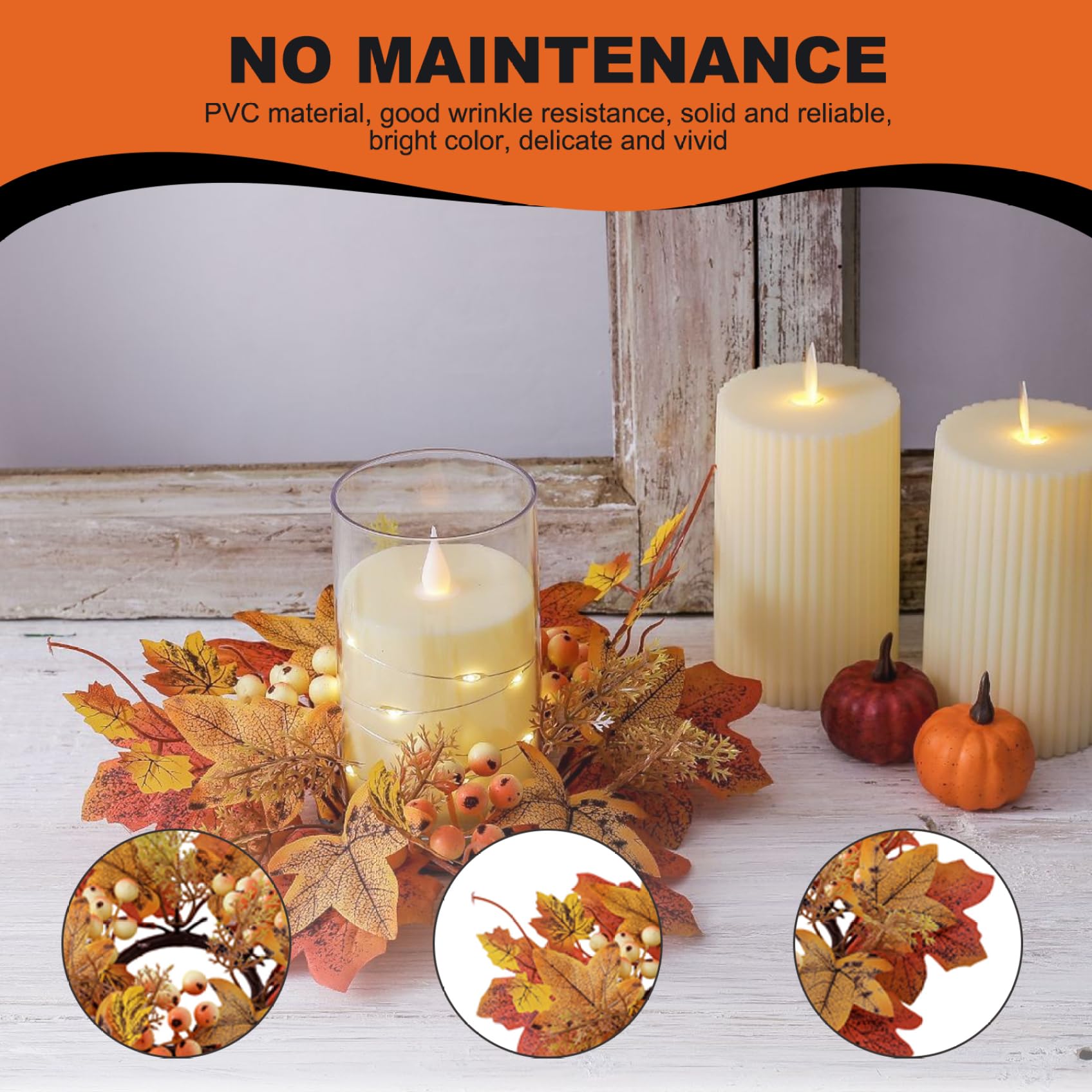 2 Couronnes Automne Feuilles D'érable - Anneaux Pour Bougies Piliers, Décoration Table