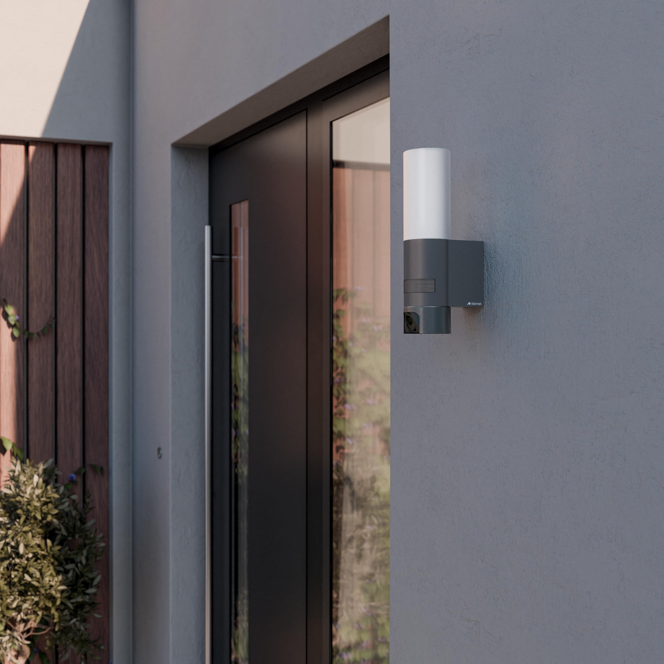 Steinel L 625 CAM SC LED Außenleuchte mit 2K Überwachungskamera, Gegensprechanlage, Bewegungsmelder, Dual-Band Wi-Fi 6, Opalglas, Aluminium, Anthrazit