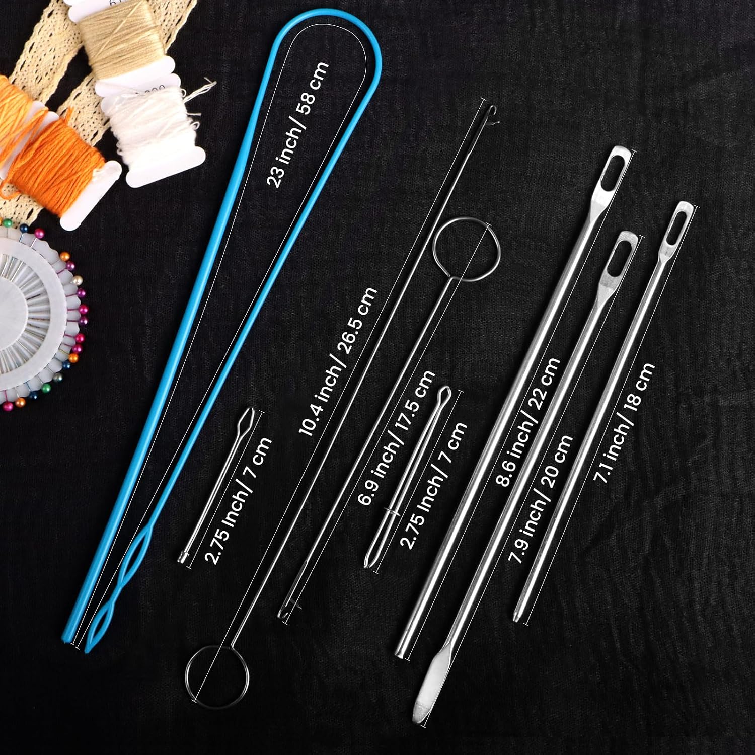 Drawstring Threader Tool Set, Sewing Loop Turner for Fabric Belt Shoulder Straps, Flexible Drawstring Threader, Easy Rope Threader Clips for Hoodie String Jackets Sweaters (9 Pack)