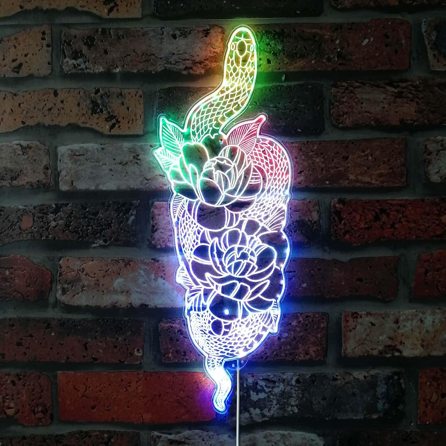 ADVPRO Flower with Snake Tattoo RGB Dynamic Glam LED Sign - Cut-to-Edge Shape - Smart 3D Decoration - Multicolor Signage st06s42-fnd-i0008-c